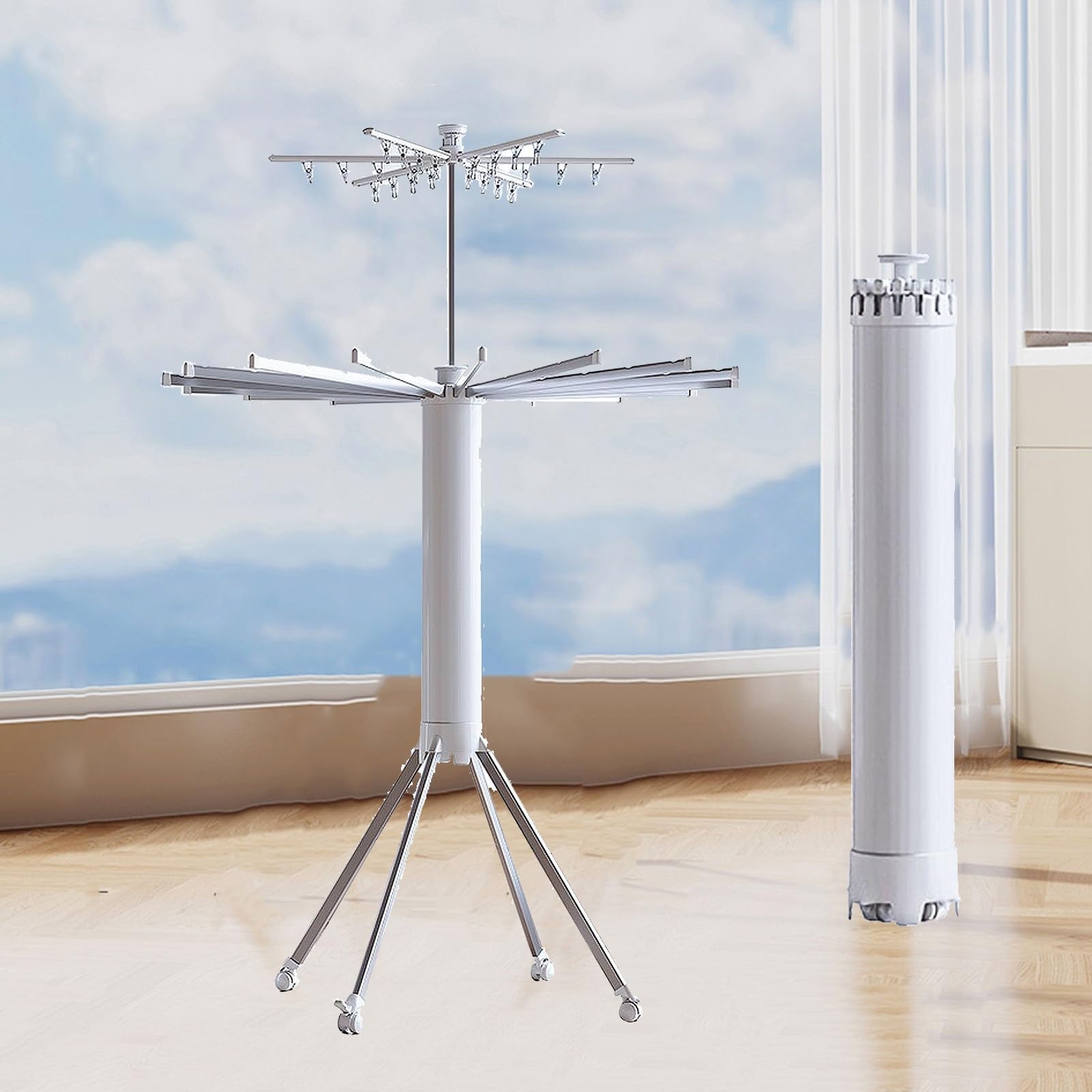 伸縮 物干しラック 折りたたみ物干しスタンド 多機能 三層09