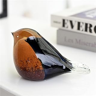 DECRZPB Esmalte de Colores Arte Marrón Pájaro Golondrina Gorrión Paloma Figura de Vidrio Hecho a Mano Pisapapeles de Vidrio soplado Regalo para cumpleaños Decoración del hogar Adorno de Mesa