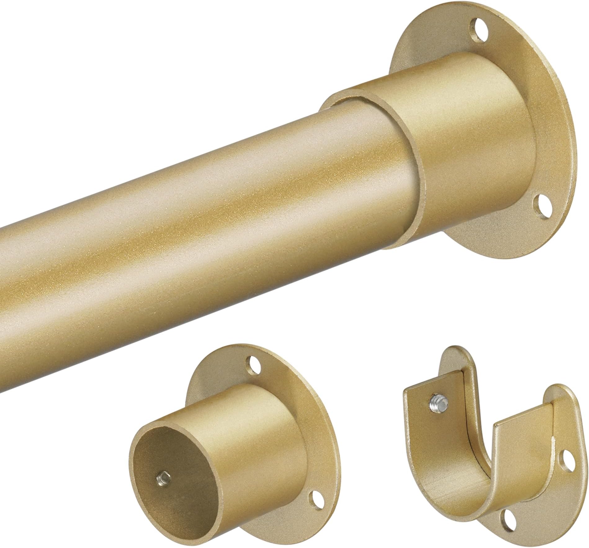 1.3 Inch Diameter Closet Rods for Hanging Clothes 17-51 Inch Adjustable, Metal Heavy Duty Closet Pole, Gold Closet Bar for Hanging Clothes, Suitable for Closet, Wardrobes, Bathroom, Windows