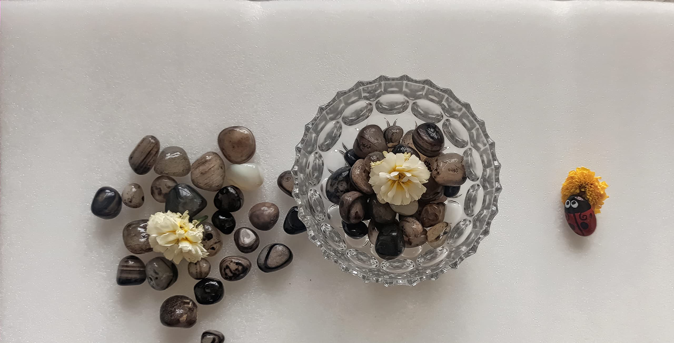 RM Polished Onyx Pebbles for Home Decor (1-2inch, 1kg, Black) Natural Decorative Stones for Vase Fillers, Table Decoration, Aquarium, Gifting & Garden | Ideal for Indoor Outdoor-image-39