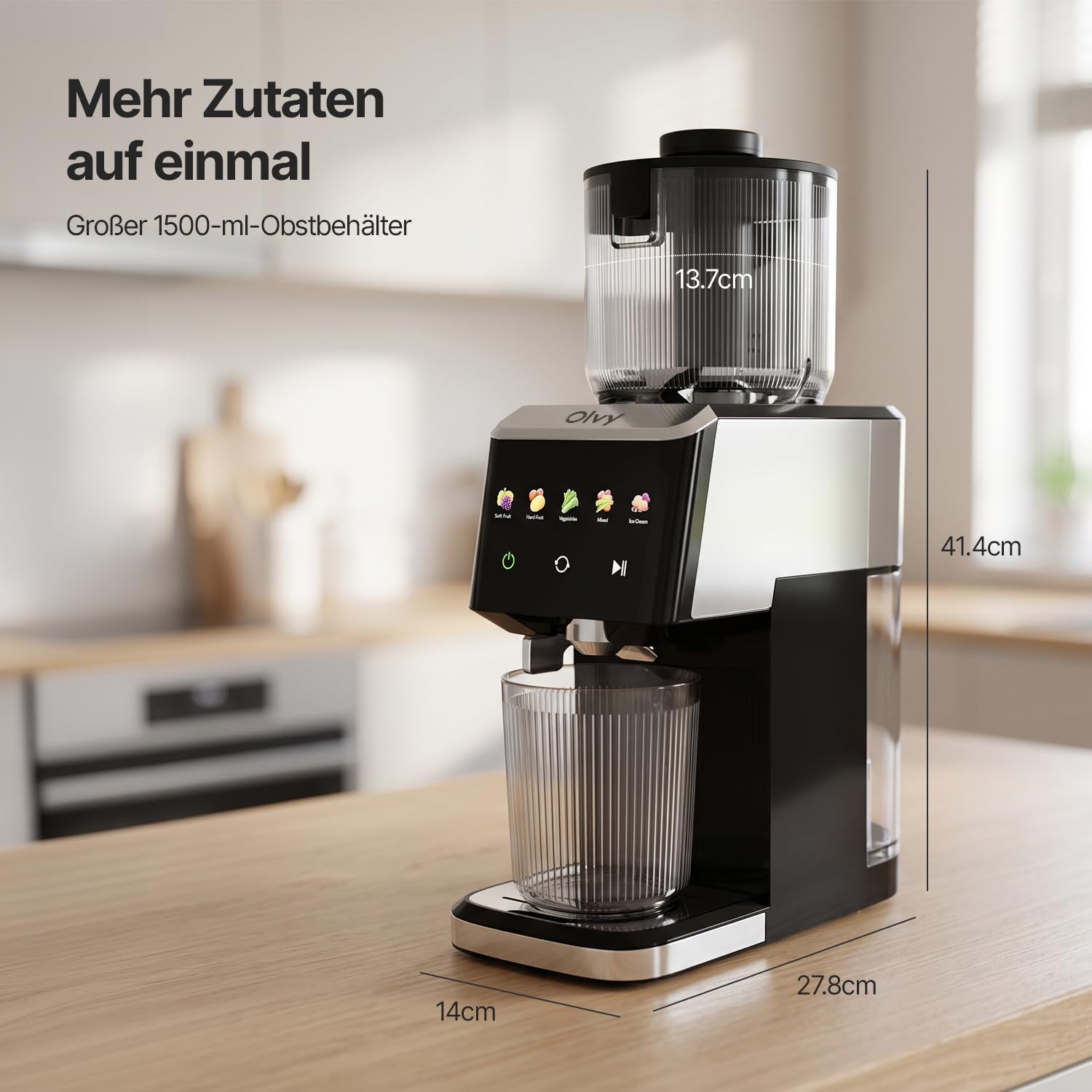 Olvy Slow Juicer Saftpresse | Kaltentsafter für Maximale Vitamine