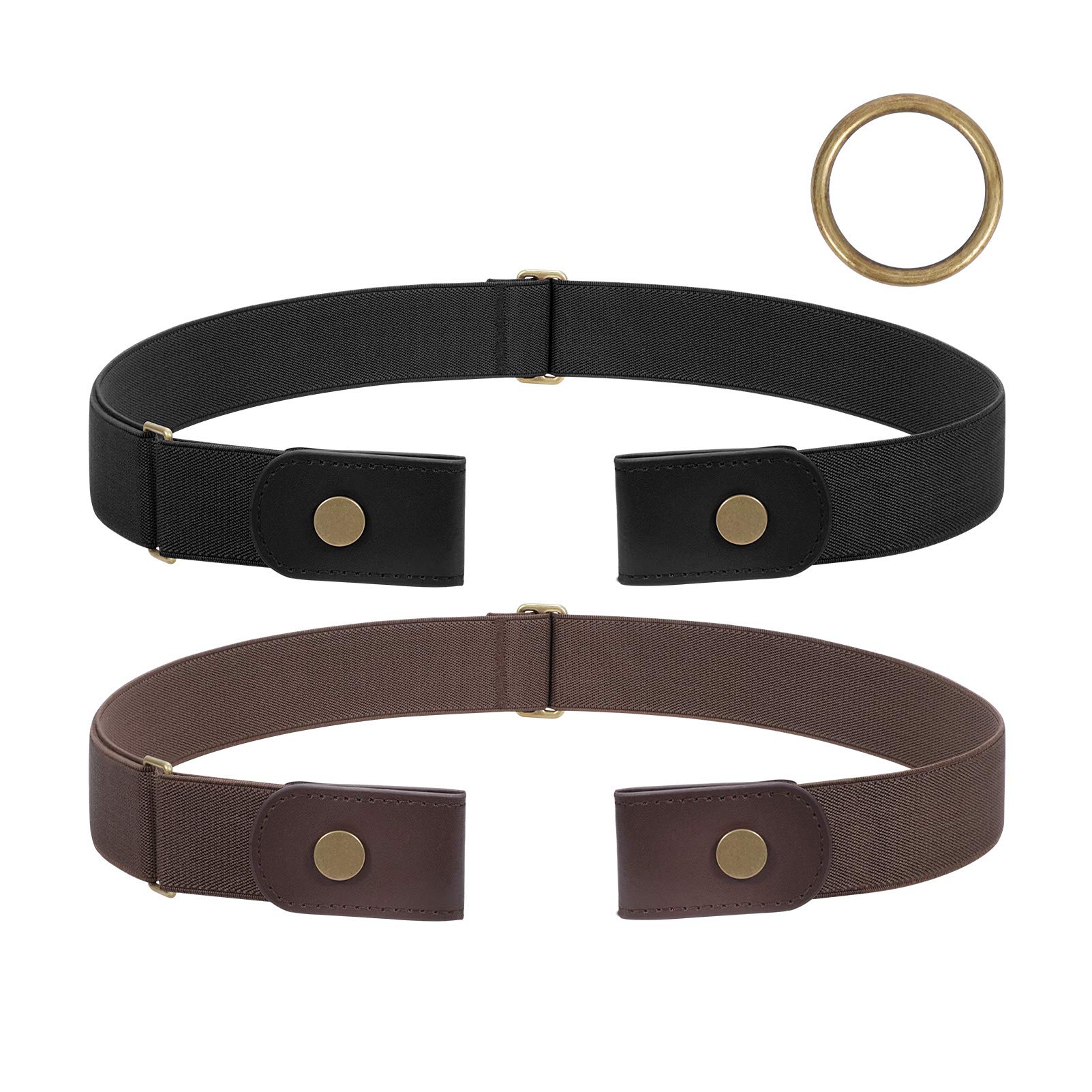 JasGood 2 Stück Herren Schnallenfreier Elastischer Gürtel Ohne Schnalle, Schnallenloser Unsichtbarer Gürtel für Herren 3,5cm Breite