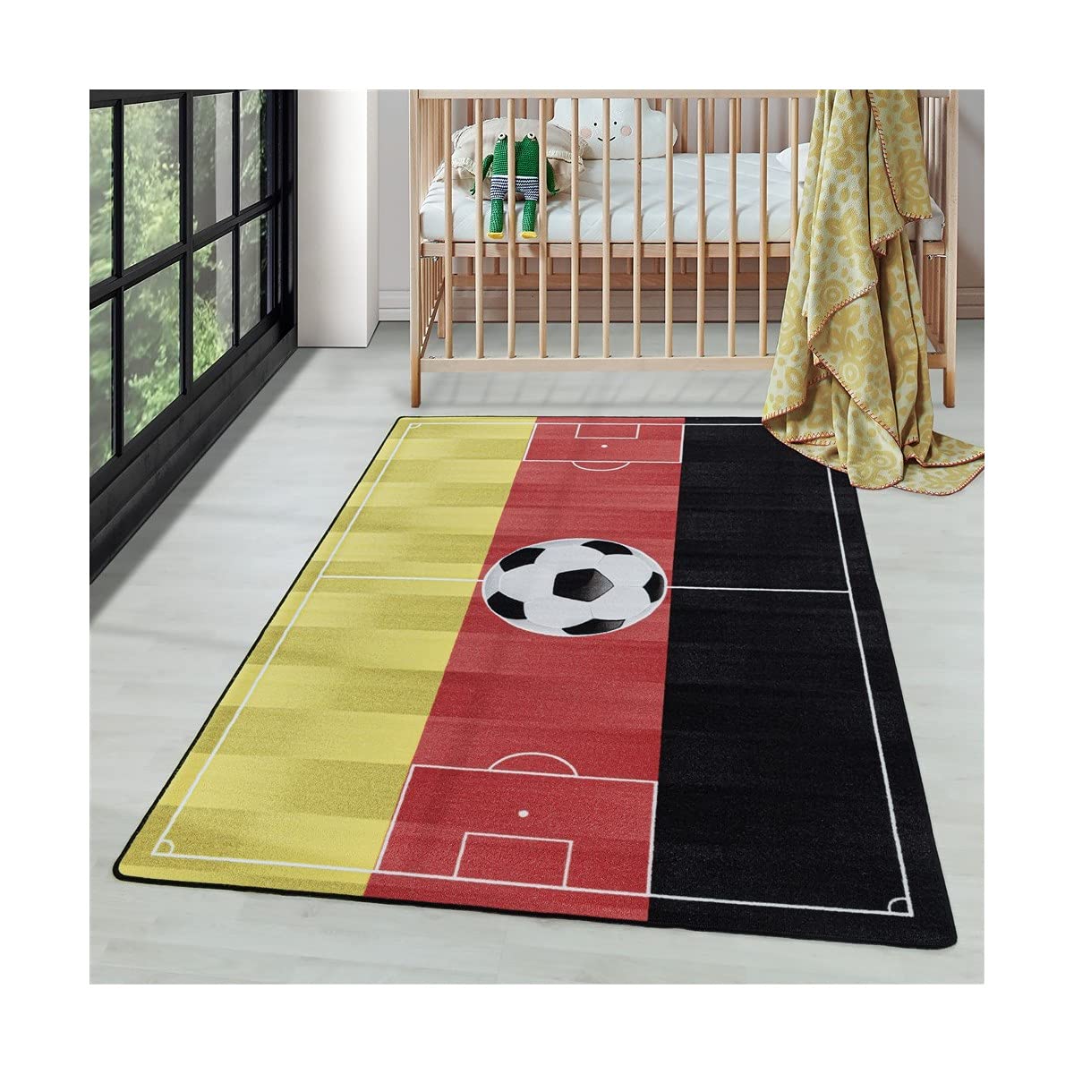 Tapis de jeu football allemand enfant grand tapis rouge 140x200