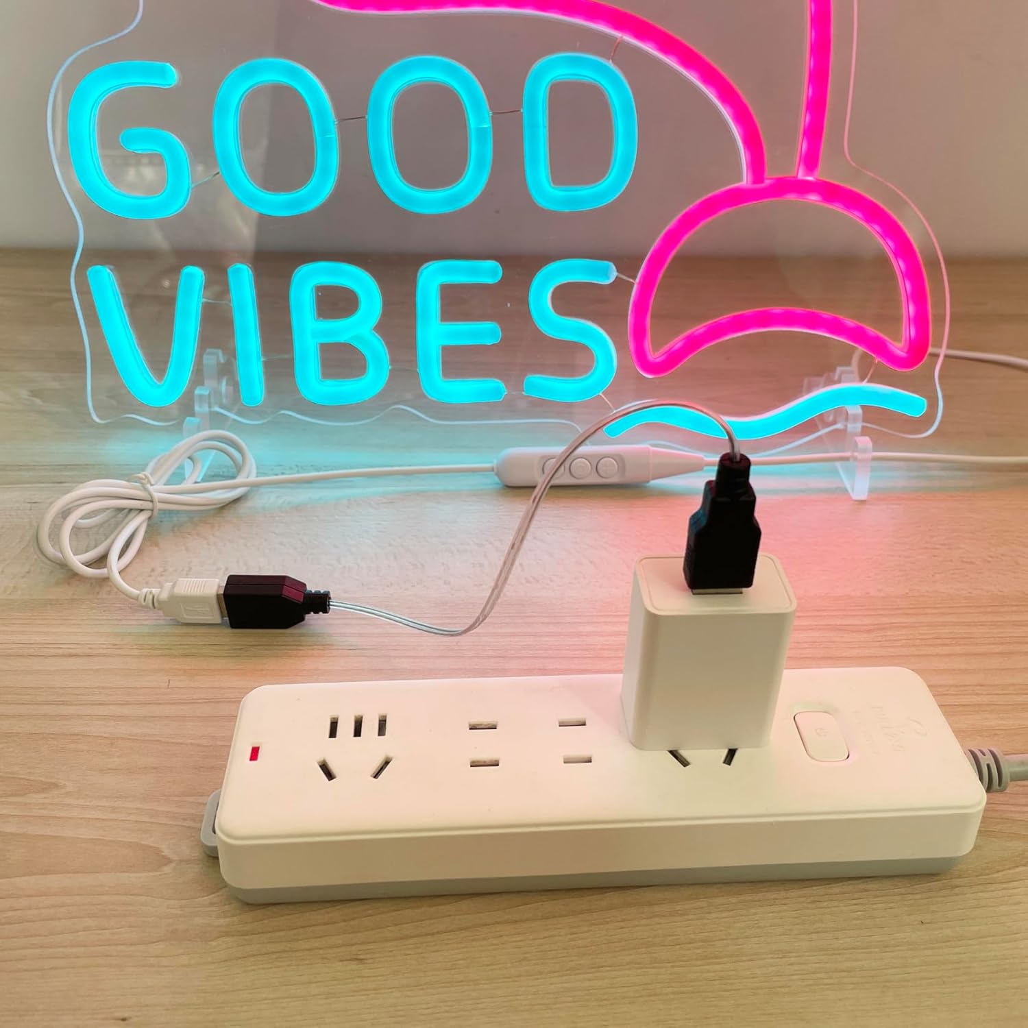 Neon Sign Extension Cord, USB Male-Female, Transparent Line, Multiple Lengths Available, Fix The Short Neon Sign Power Cord Issue (40inch)