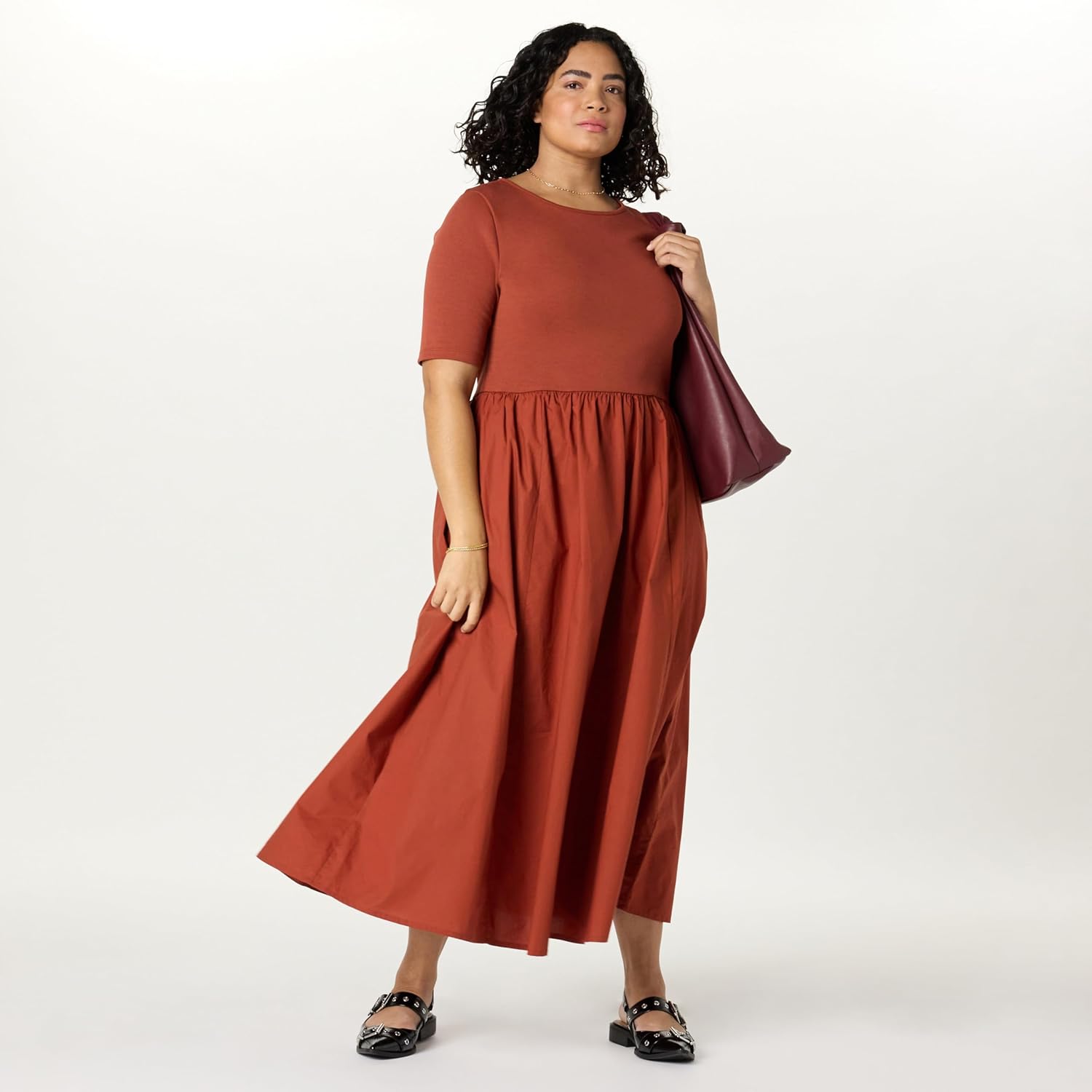 The Drop Womens Barrett Short Sleeve Mixed Media Dress - Image 7