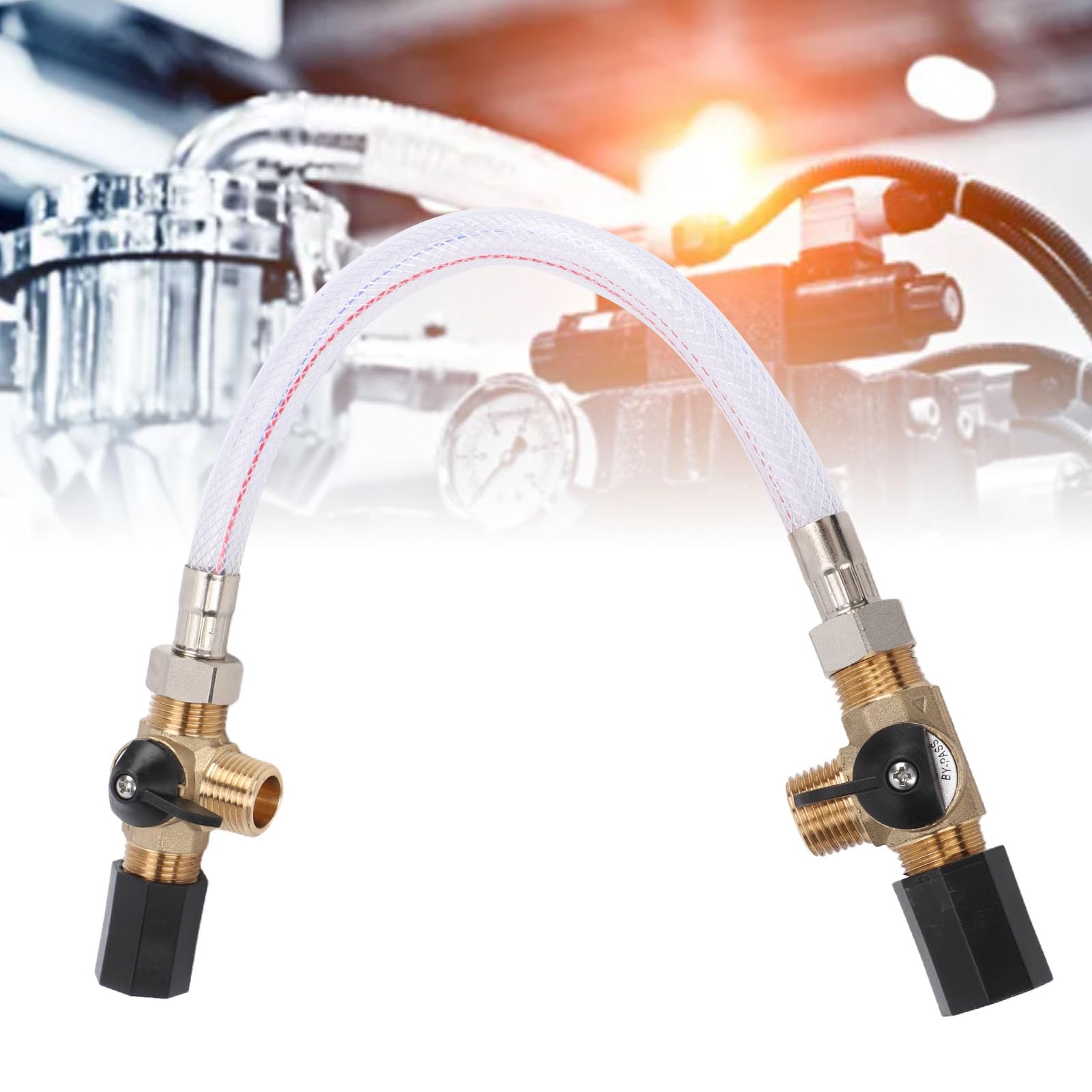 Naroote Kit Valvola Bypass per Scaldabagno 1/2 Pollice NPT Valvola Bypass a 3 Vie in Ottone per Scaldabagno con Connettore in Ottone Resistenza All'erosione per Iniezione Rapida Antigelo