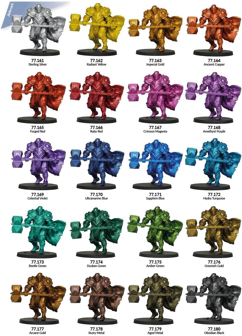 Vallejo - True Metallic Metal Full Collection Case | TMM Complete Acrylic Colors Range for Model Enthusiasts | 2 Bruses, 2 Exclusive Miniatures and a Guide Included | 80 Bottles x 18 ml (0.60 fl.oz.)