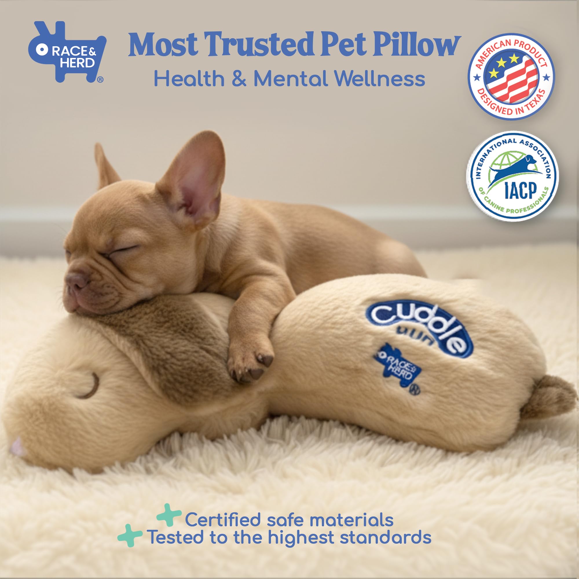 Race&Herd CuddleBun - Juguete para cachorros con latido del corazón, juguete para perros con latido del corazón, juguete imprescindible para separación, alivio de la ansiedad de mascotas, ayuda