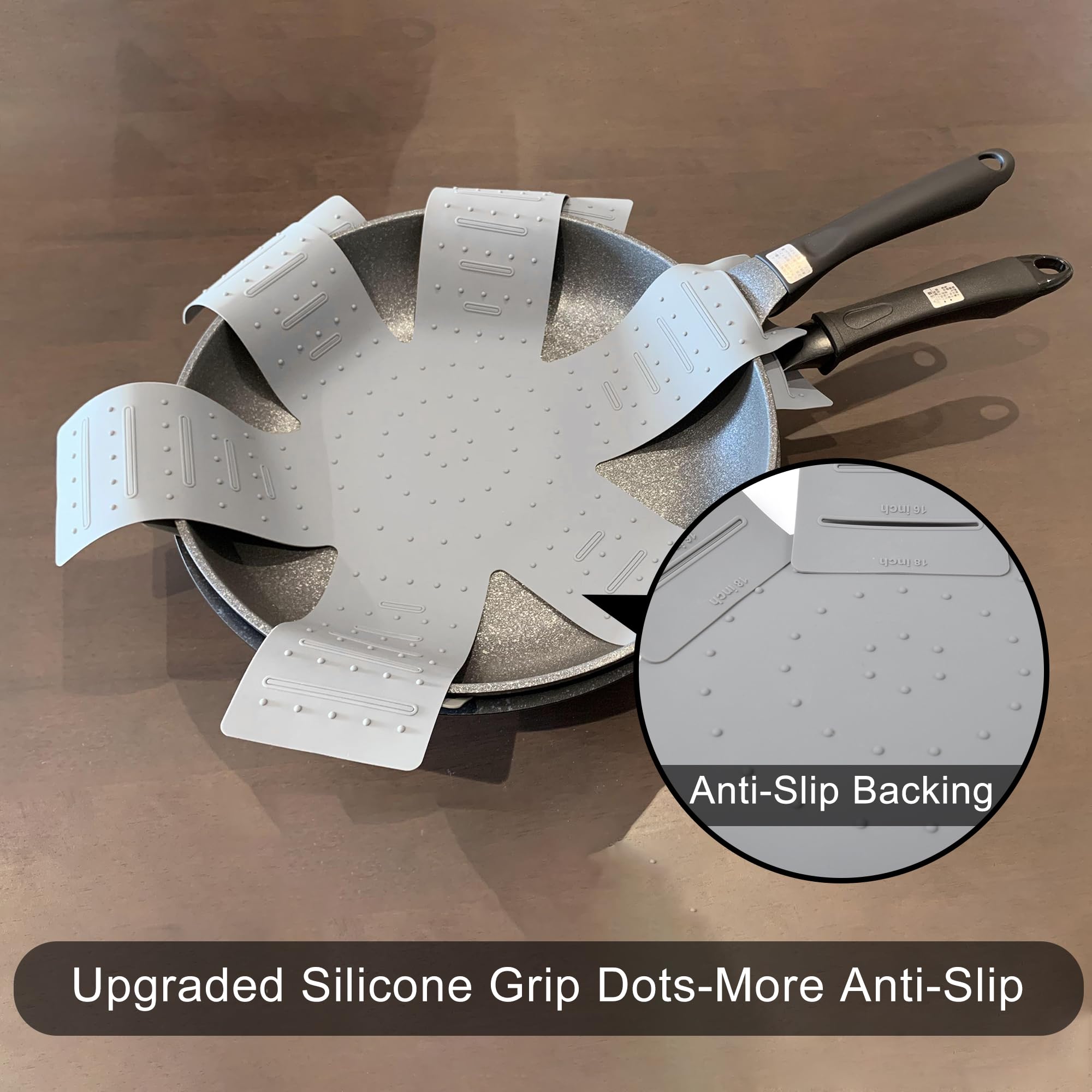 Protectores de ollas y sartenes, 3 piezas de silicona para utensilios de cocina, protector de sartén apilable. Tiene un diseño único de apertura y fijación que se puede utilizar para proteger y