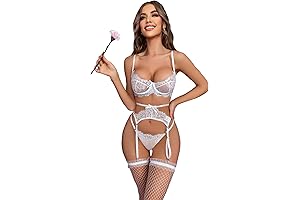 Women's Enchanting Lace Lingerie with Garter and Stockings