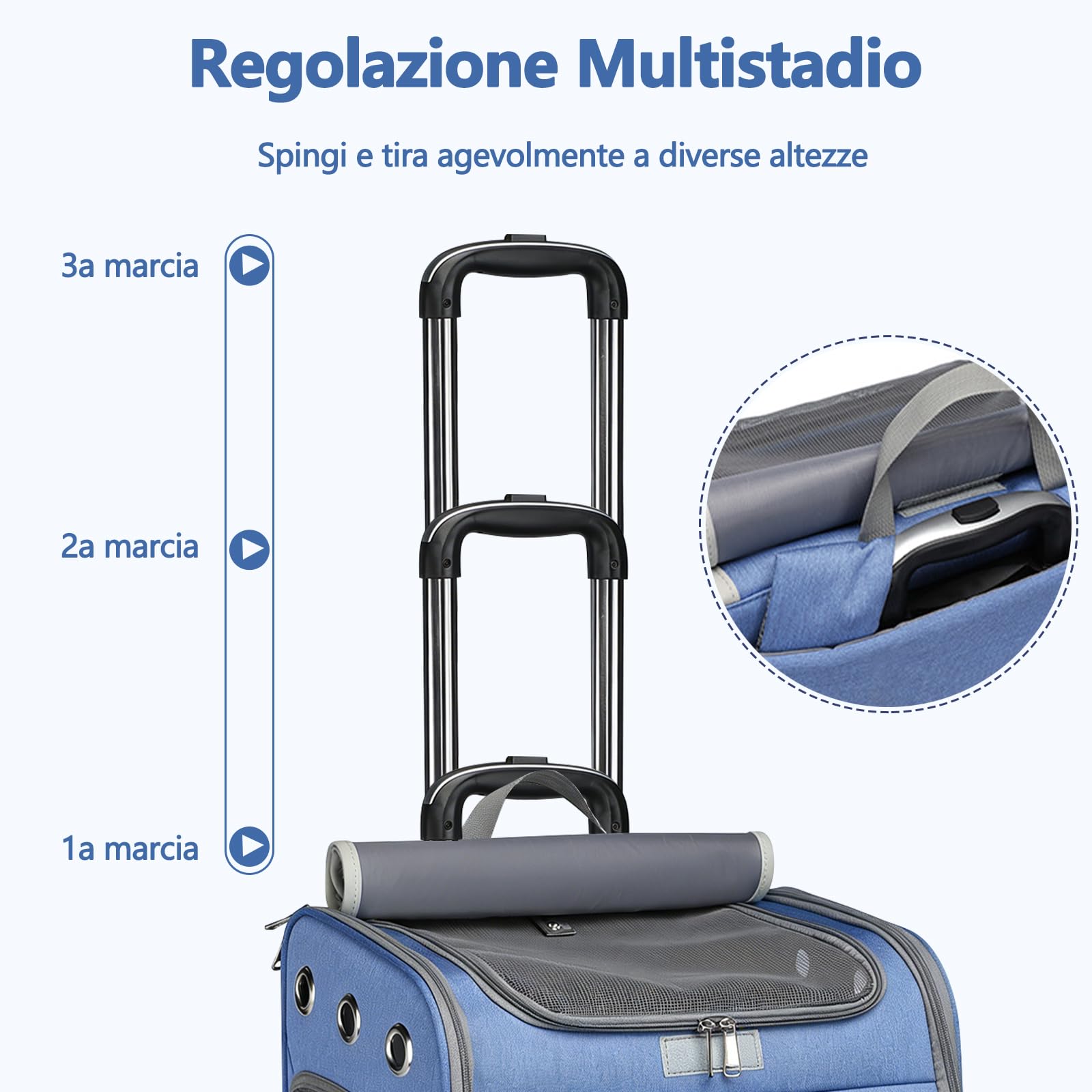 Galatée Zaino Per Cani Con Ruote Removibili, Borsa Da Viaggio Per Cani Approvata Dalle Compagnie Aeree, Passeggino Pieghevole Per Animali Domestici Con Finestre Di Ventilazione In Rete(Grigio)