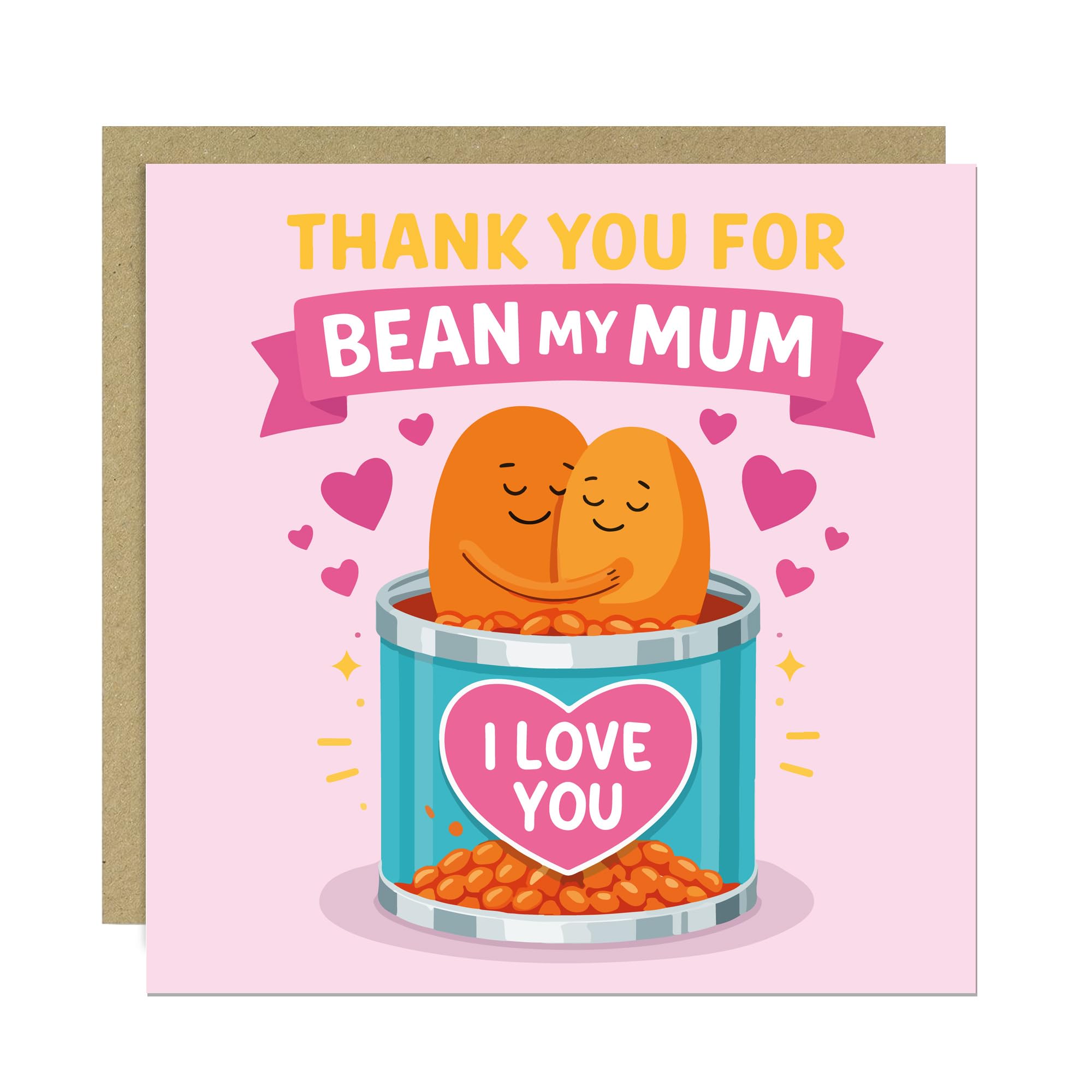 RED OCEAN Card For Mum, Mothers Day Card, Thank You For Bean My Mum, Birthday Card, Funny Mum Cards From Son Or Daughter, With Kraft Envelope