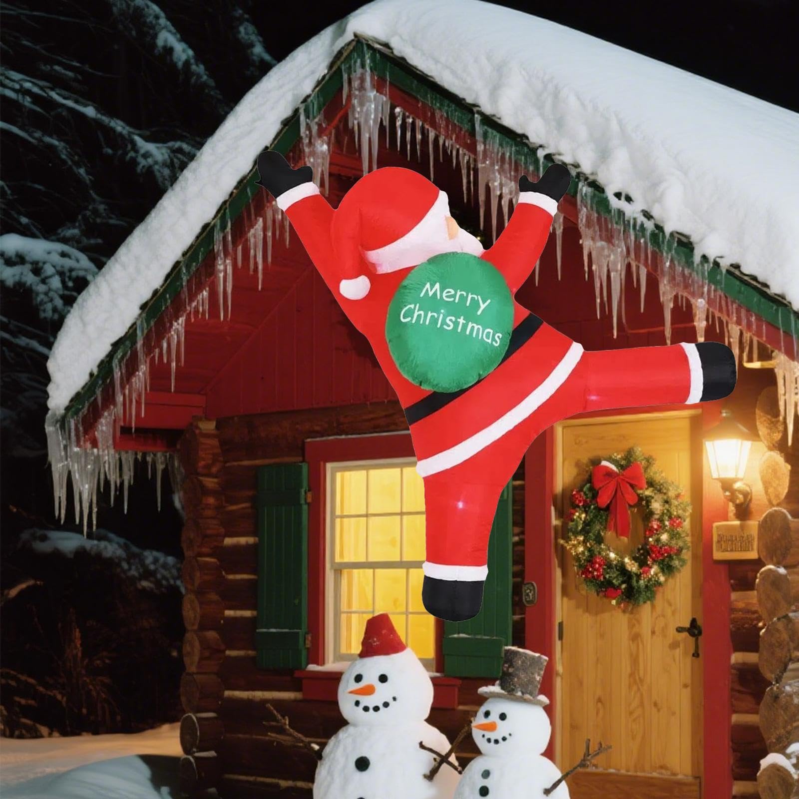 Papá Noel Inflable Colgante, Decoración Navideña, para Uso Exterior.