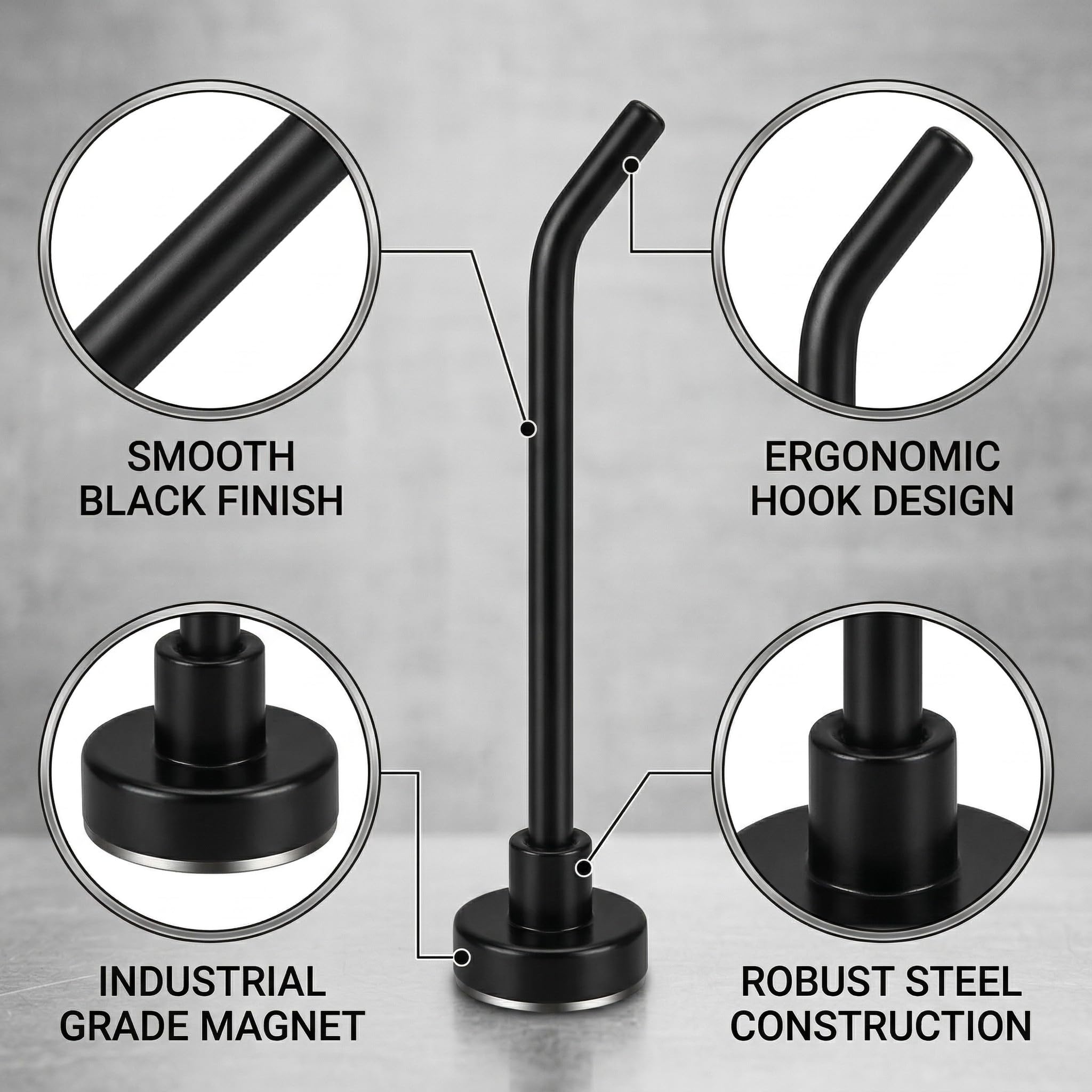 6 Pezzi Ganci Magnetici Extra Forti, Potente Magnete Neodimio Supporto Gancio, Magnete con Gancio, Senza Punzonatura, per Soffitto Bagno Cucina Asciugamani Garage Frigorifero