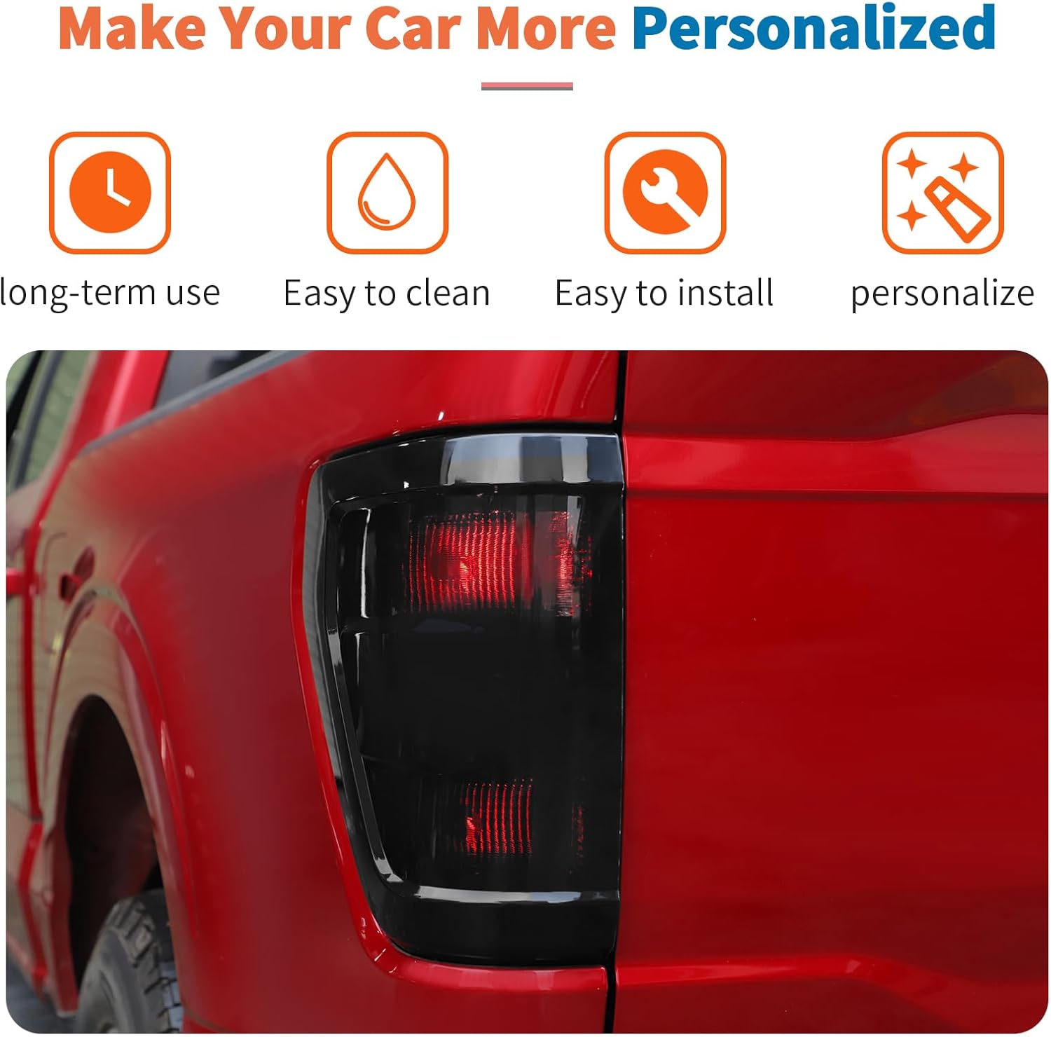 JeCar Smoked Tail Light Covers Trim Guards Only for 2021-2023 Ford F150 XL