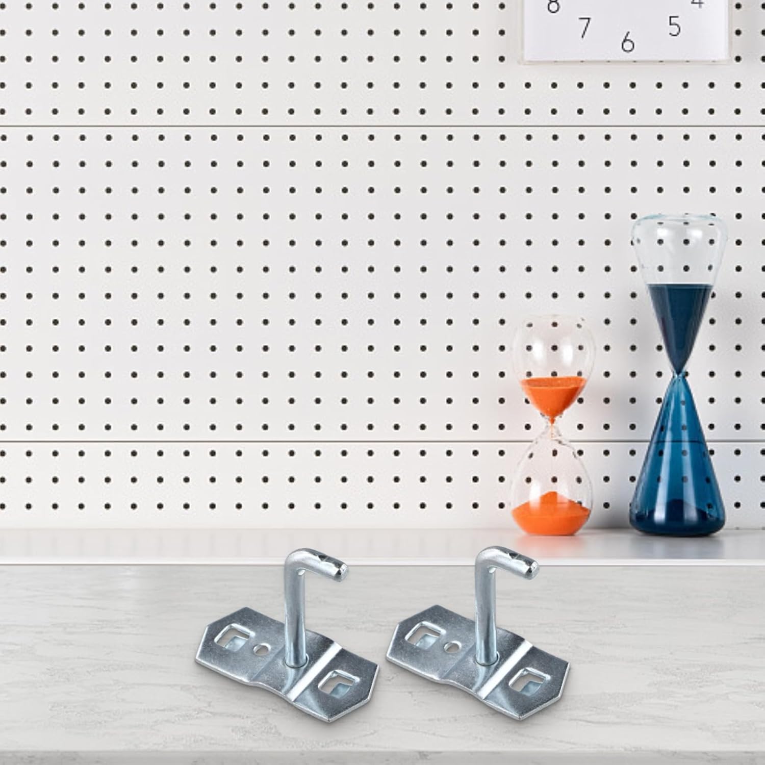 Wall Tool Rack Hooks 50mm Slanted End Steel Pegboard Organizer Secure Tool Storage (10 Pack)