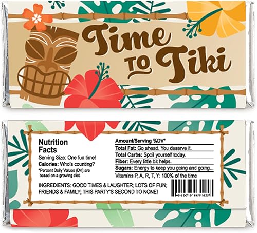 Miniatura 2 de Big Dot of Happiness Tropical Luau - Envoltorio de barra de dulces hawaianos para fiesta de playa - Juego de 24