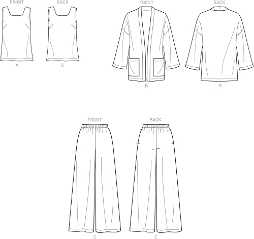 Miniatura 3 de Simplicity Paquete de chaqueta para mujer, camiseta sin mangas y pantalones sin cierre, patrón de costura código 9271, tallas 18-26, color blanco