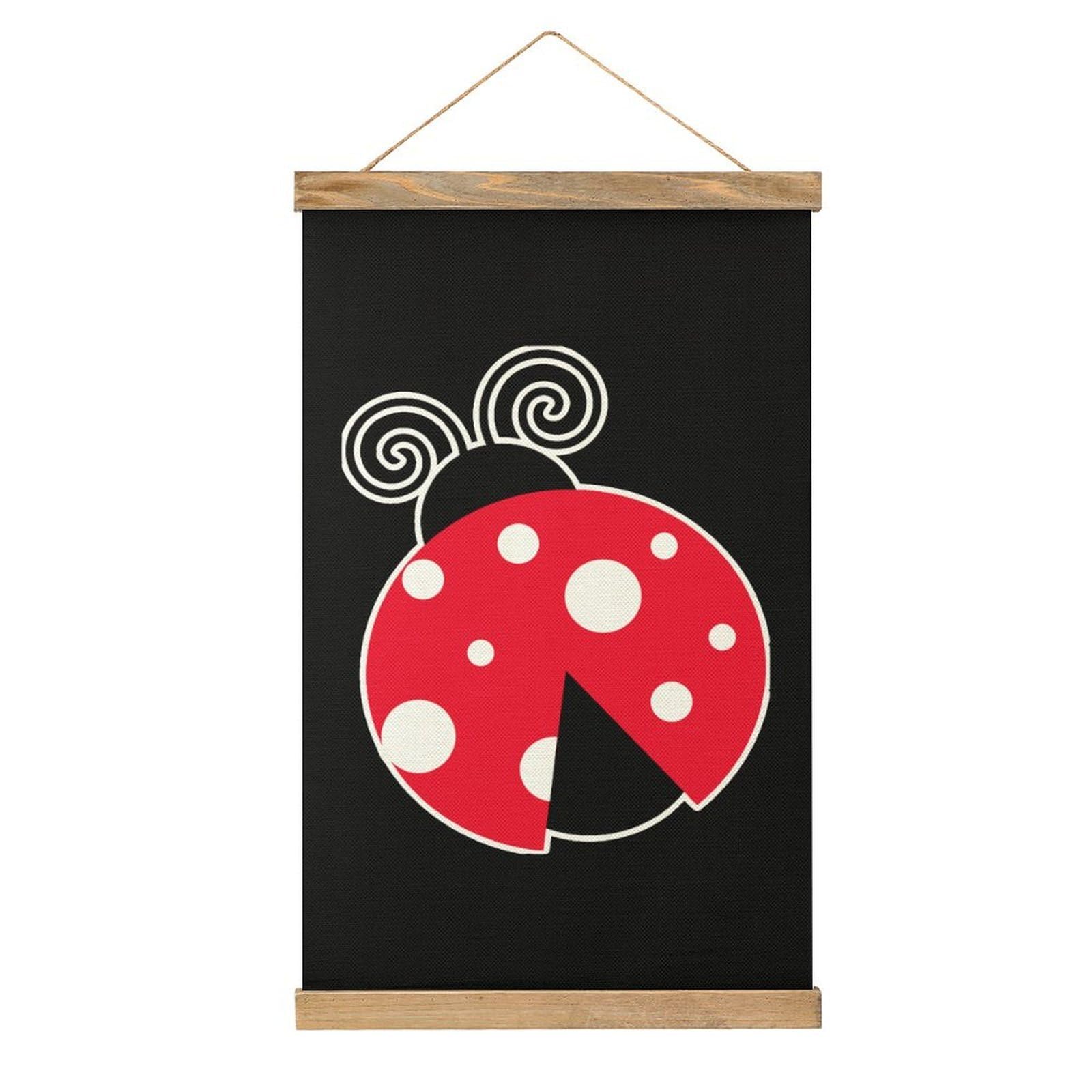 CGSBNGHA Ladybug Wall Art Prints Linen Hanging Painting Scroll Paintings Pictures Decor for Home