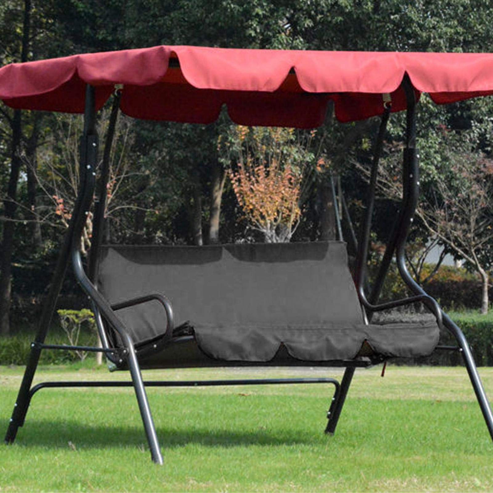Omabeta Columpio al Aire Libre Silla de 3 Asientos Cojín Impermeable Reemplazo Funda de Asiento de Columpio Cubierta de protección para Silla de Columpio para Patio Exterior para Patio, jardín(Negro)