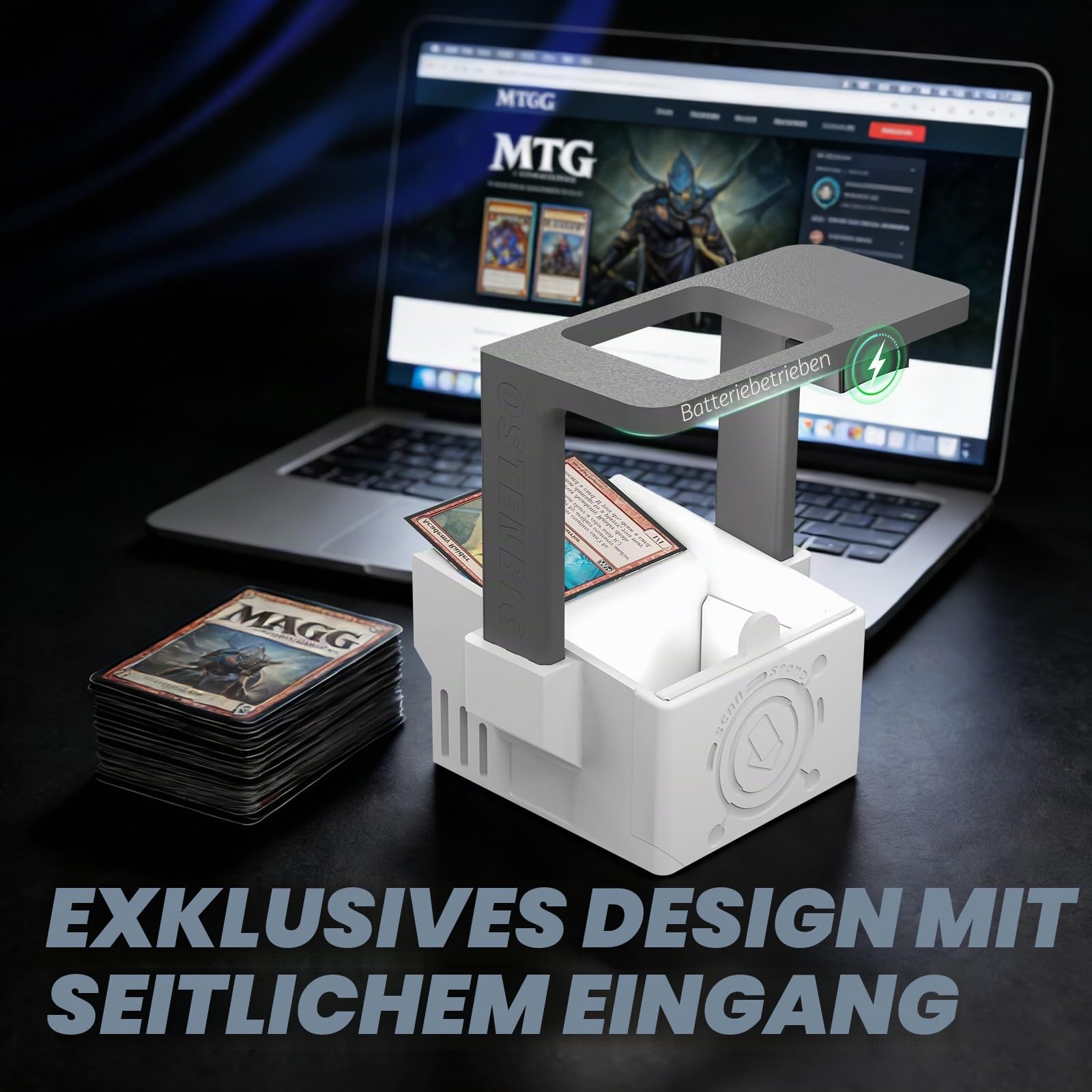 Card Scanner Pro Max - Card Scanner Ständer für MTG & TCG, Scan Sleeved & Unsleeved Sammelkarten, Telefonhalter mit wiederaufladbarem magnetischem Fülllicht, 3 Modi 6 Stufen, MTG Card Scanner Ständer
