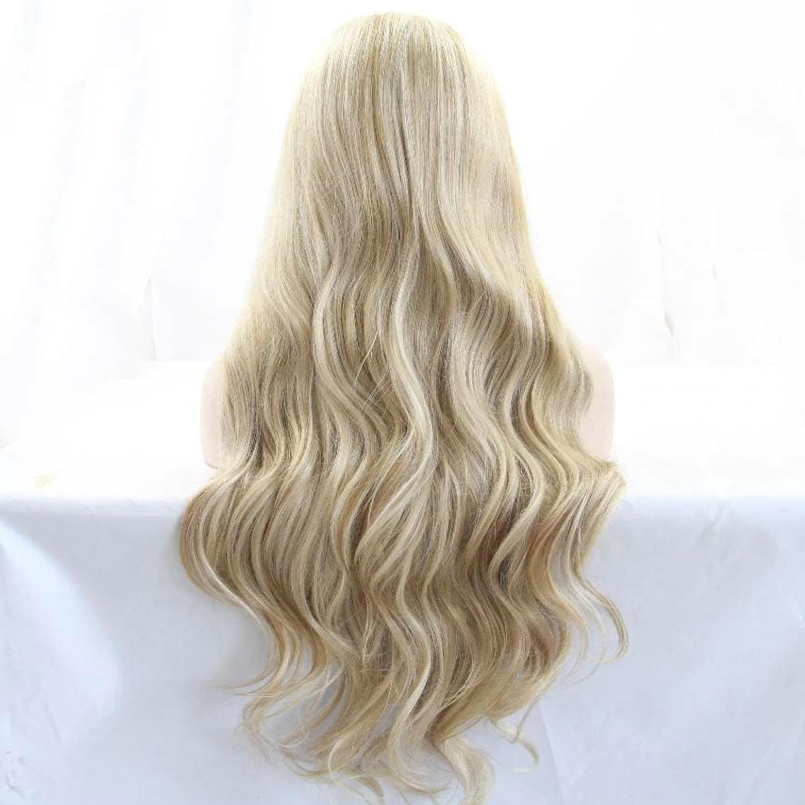 Highlight Blonde Lace Front Wigs for Women Drag Real Hair Curly Wig Long Body Wave Heat Resistant Afro Wig Synthetic 26 Inch Lace Front Glueless Lace Wigs Drag Queen Cosplay Daily Wear - Image 4