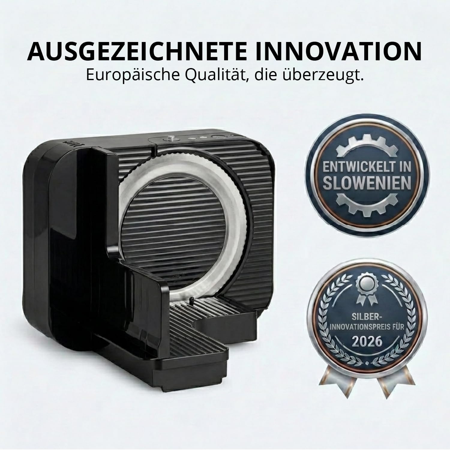 EUREL RS54 Akku-Allesschneider, Schwarz | Brotschneidemaschine klappbar, kabelloser Allesschneider mit Li-Ion Akku, E-Blade Präzisionsklinge, 0–15 mm Schnittstärke