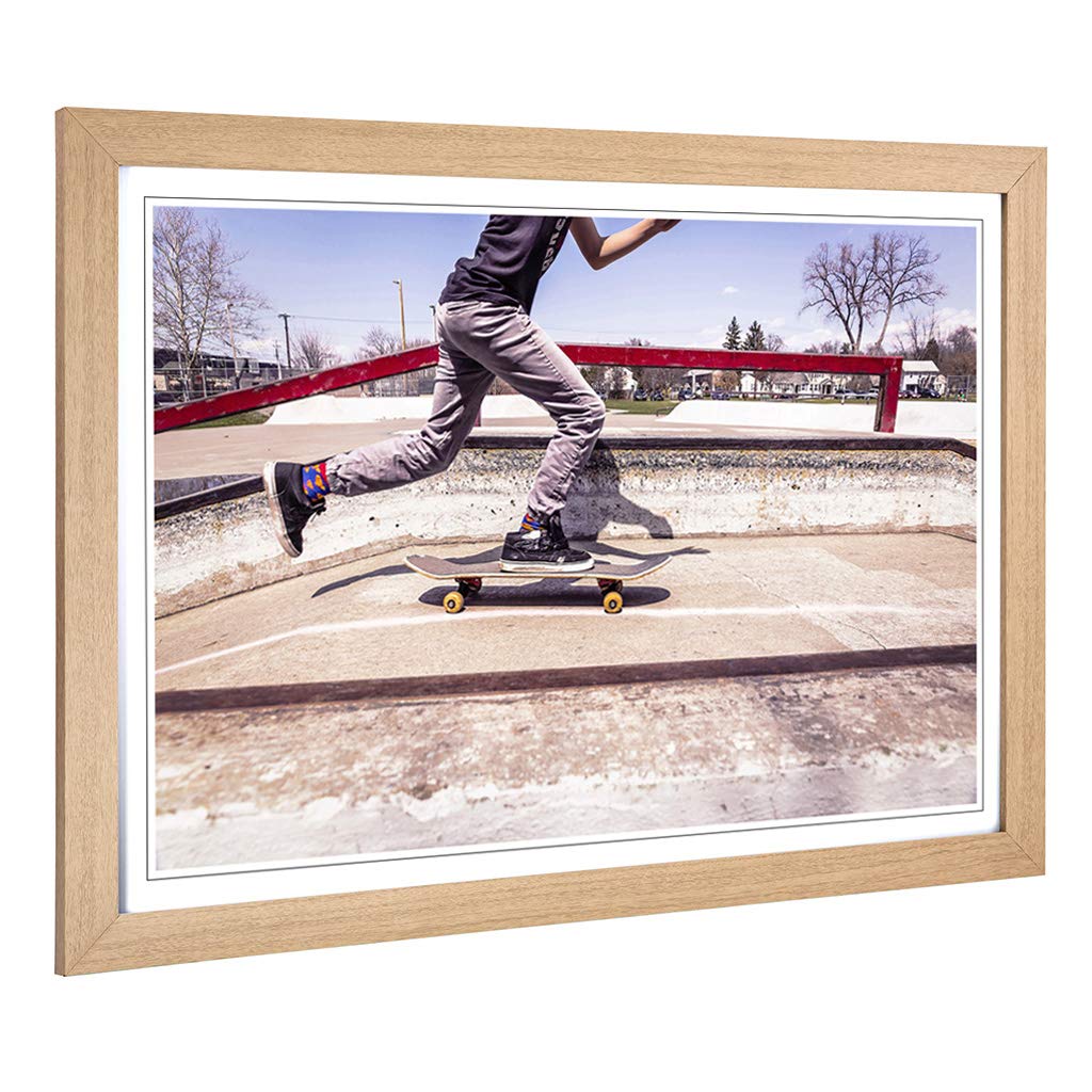 Big Box Art Framed Print Skateboarding Skate Park (1) Design | Wall Art Picture | Home Decor for Kitchen, Living Room, Bedroom, Hallway, Oak, A2 / 24.5x18 Inch / 62x45cm