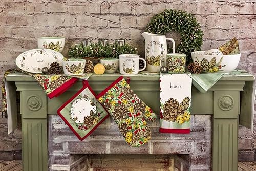 Vista 19 de Boston International Taza de cerámica para café/té, 12 onzas, rayas de bosque elegante Fancy Forest Stripe