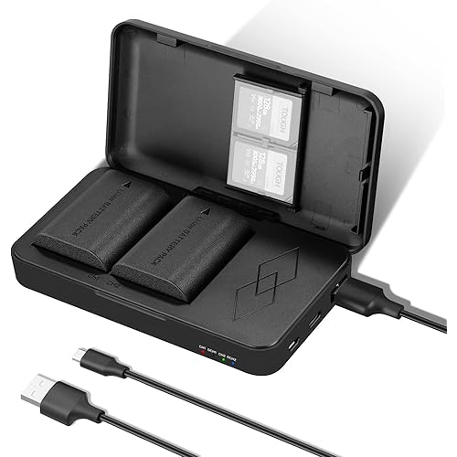NEEWER 2 Packs LP-E6 LP-E6N Replacement Batteries and an USB Dual Charging Case Set, Compatible with Canon 5D Mark II III 5D Mark IV 5DS/5DS R 60D 6D Mark II 7D 7D Mark II 70D 80D 90D