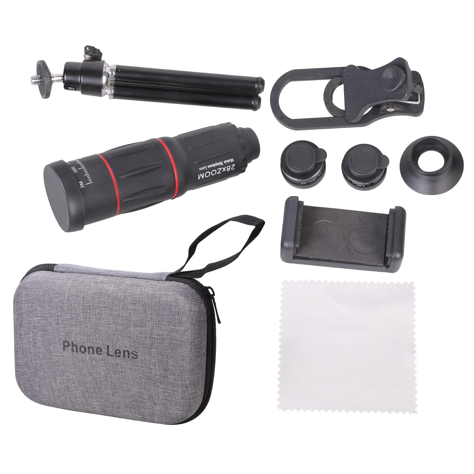 Telescopio 28X Teleobiettivo per telefono con fisheye e grandangolo Teleobiettivo per fotografia per riprese video scene multiple Accessori per fotografia con telefono