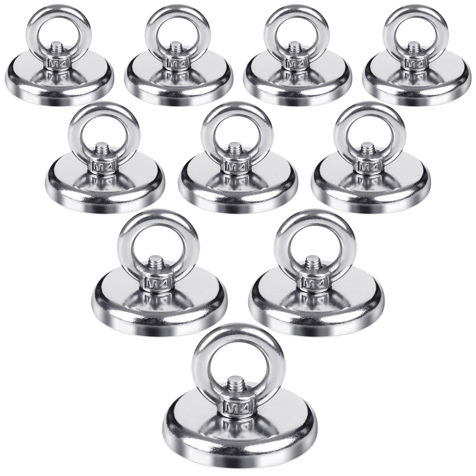 FINDMAG 10 Pack Magnetic Hooks, 100 LBS(45KG) N52 Magnetic Hooks Heavy Duty with Countersunk Hole Eyebolt, Magnet with Hooks Perfect for Home, Kitchen, Workplace, Office and Garage