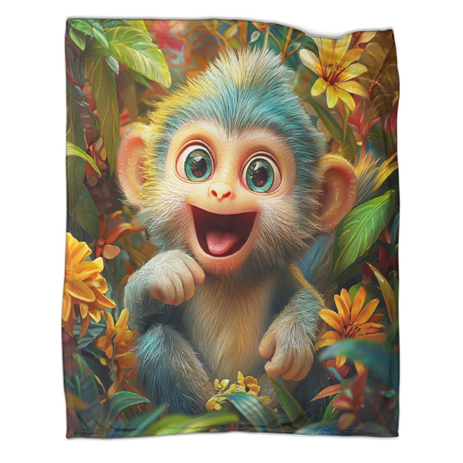 Plaid singe 3D couverture flanelle douce pour adolescents et adultes