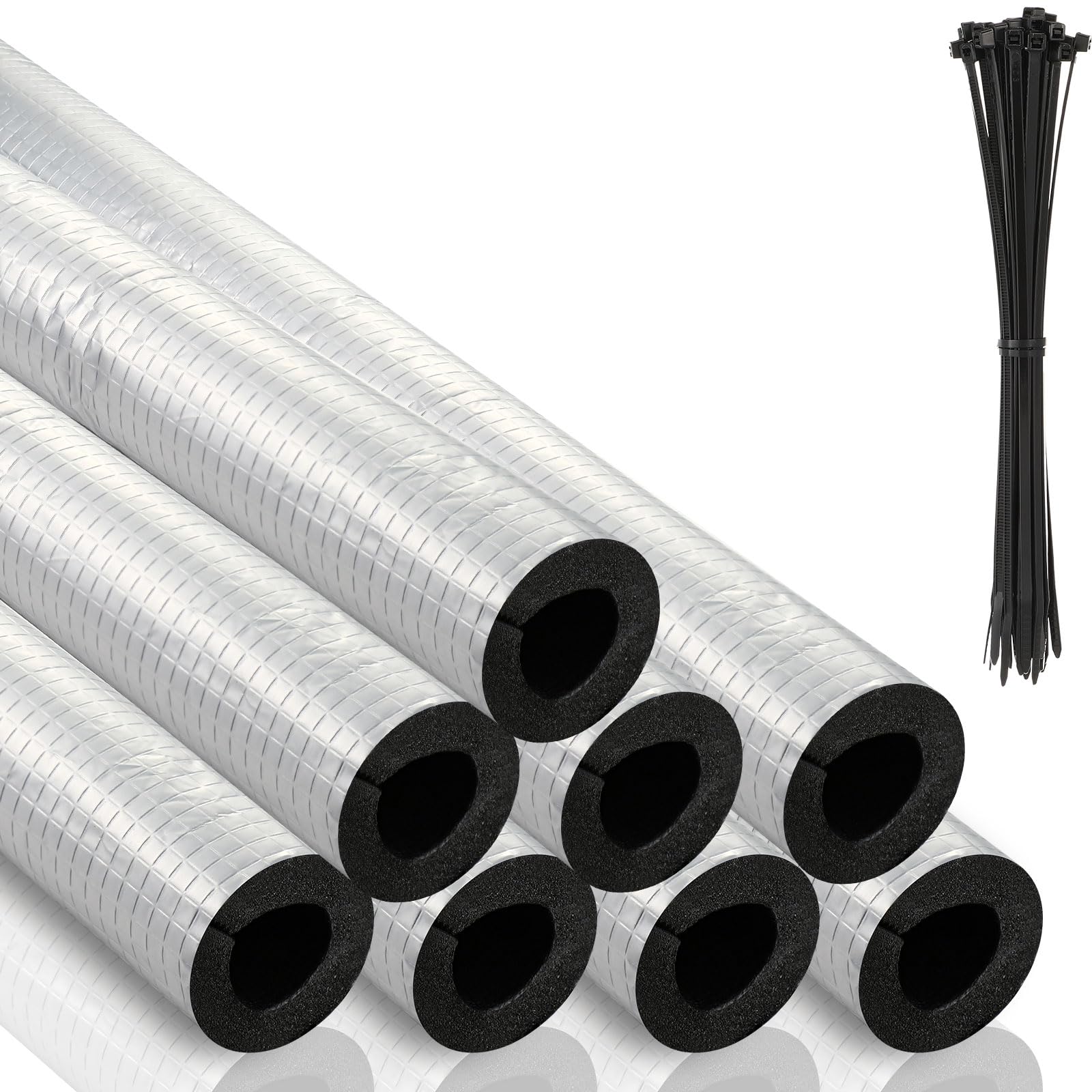 Tube isolant en mousse auto-adhésif de 91 cm avec feuille d'aluminium