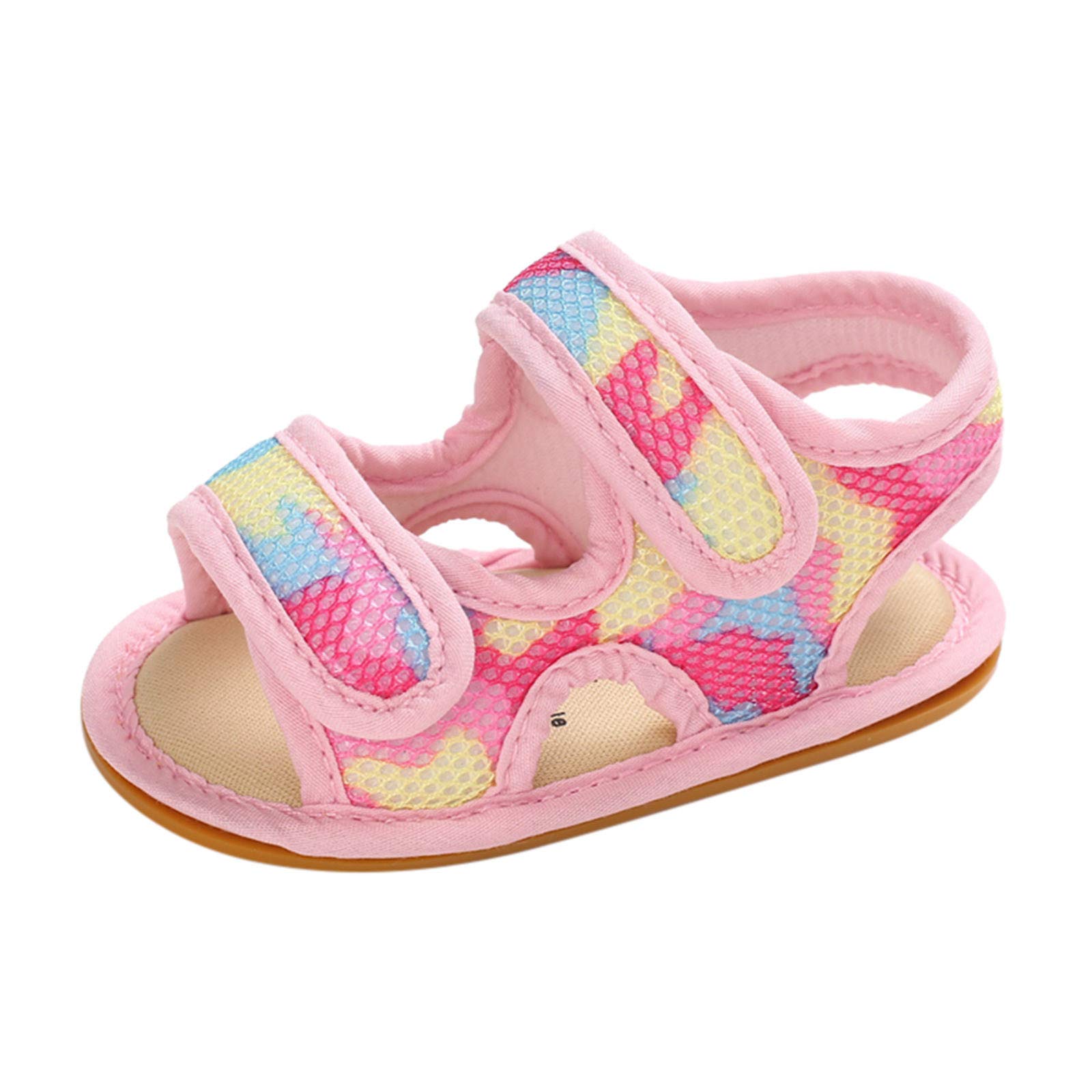 Non-Slip Boys Flat Girls Shoes Rubber Walking Sole Prewalker Sandals Baby Soft Baby Shoes Toddler Sandals Size 8 (Pink, 12-18 Months)