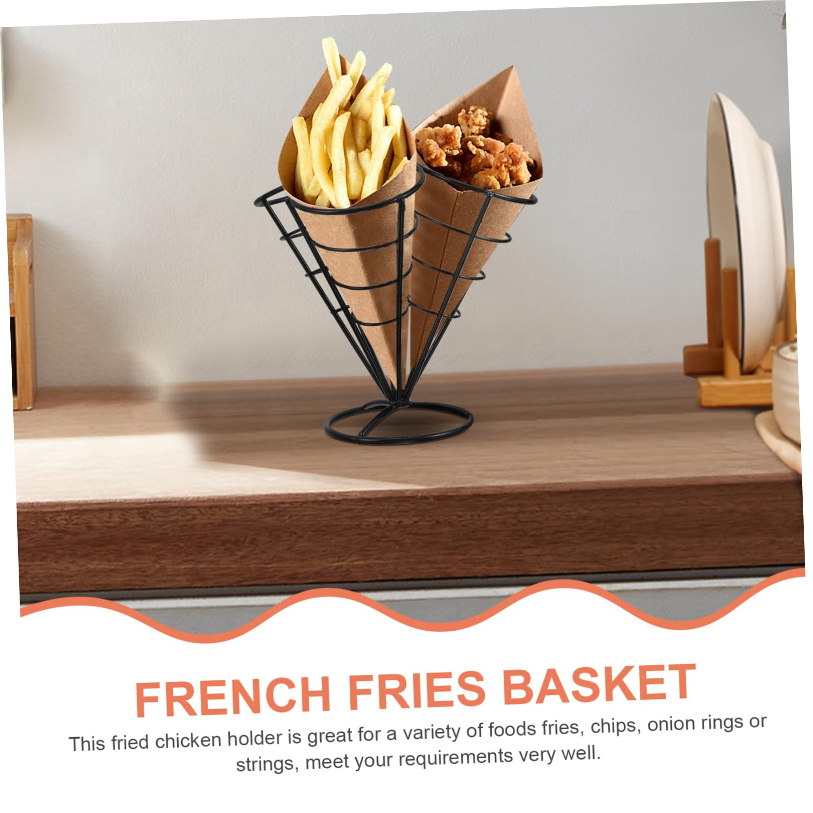 Cabilock Porta Snack in Acciaio Inossidabile Nero 4 Fori per Patatine Fritte e Anelli di Cipolla per Buffet e Compleanni
