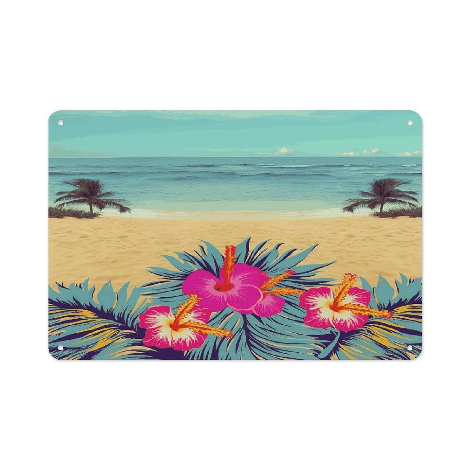 Btcowzrv Style Hello Hawaii Metal Sign 7.9 X 11.8 Inch, Aluminum Sign Wall Art Decor Easy To Install, Decorative Plaque For Home Bar Kitchen Pub Shop Garage
