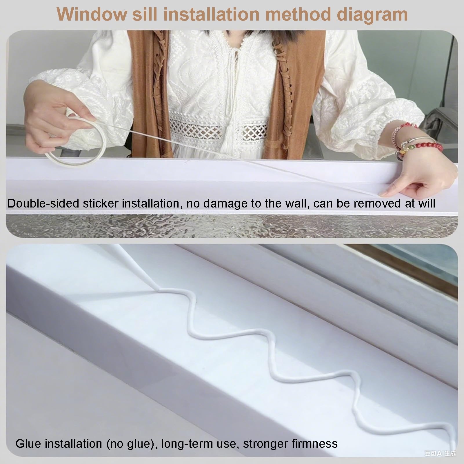 Copertura Per Davanzale Della Finestra, Tagliabile Impermeabile Copertura Per Davanzali In PVC Per Bagno Cucina Ufficio Arredamento Per La Casa, Davanzale Ristrutturazione(A,120x10cm/47.24x3.94in)