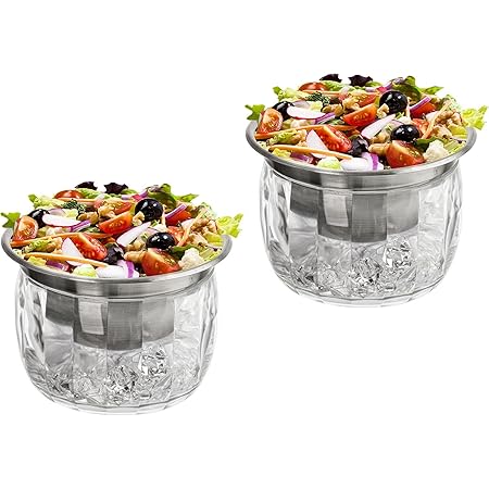 Ice Bowl Fruit Bowl Useful Dip Chiller Bowl With Lid, 20oz