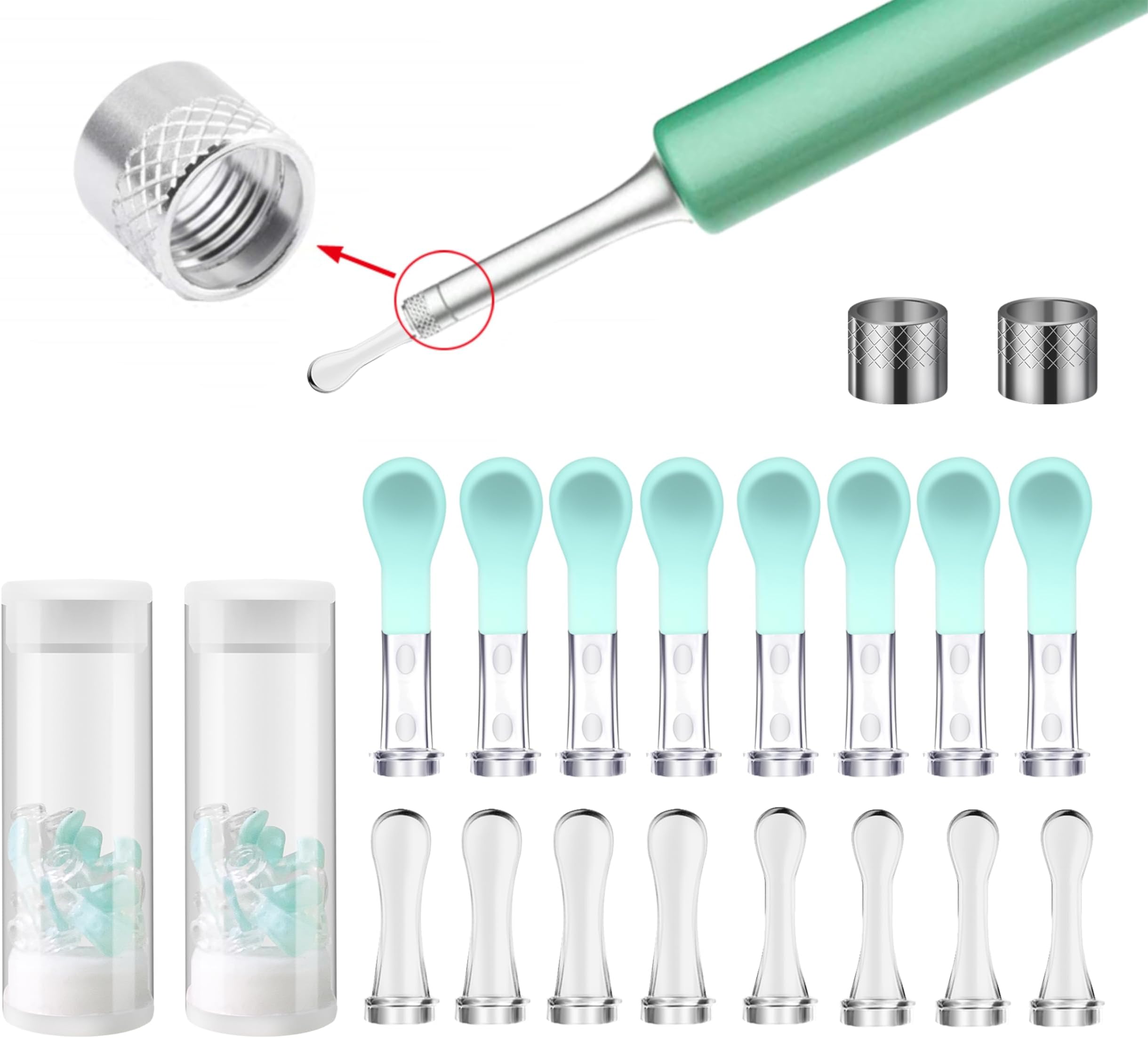 Bebird Replacement Tips Ear, 16 Pieces Waterproof Silicone Ear Spoon for Ear Wax Removal Endoscope, BEBIRD Original Ear Cleaner Tips for C3/C3 Pro/M9 Pro/X11 Pro/K10/X17 Pro/T5