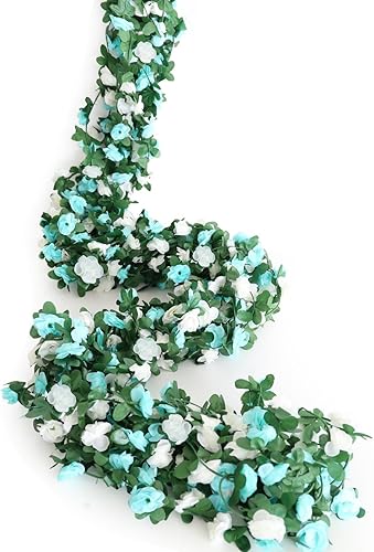 Miniatura 2 de Guirnalda de flores blancas artificiales de 41 pies, guirnalda de flores blancas para boda, guirnalda de flores artificiales para decoración de