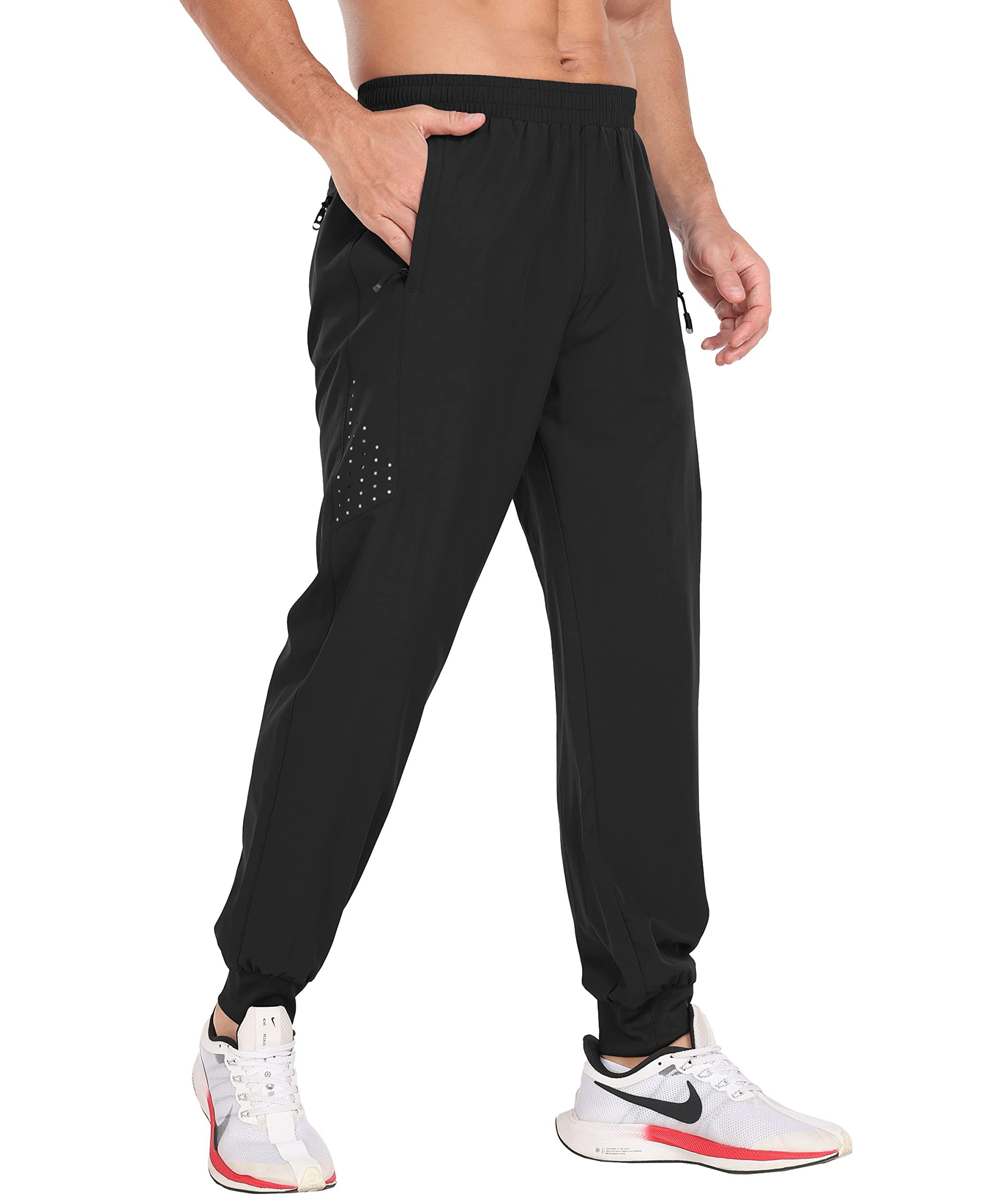 MoFiz Pantalones Deportivos Ligeros Hombre Pantalón Largo Secado Rápido Jogger con Bolsillos Cremallera