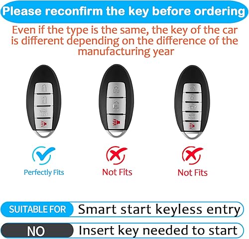 Miniatura 2 de Tukellen Compatible con Nissan - Funda para llavero de TPU suave para Infiniti X-Trail Rogue Altima Quest Pathfinder Sentra Patrol CIMA Fuga Armada