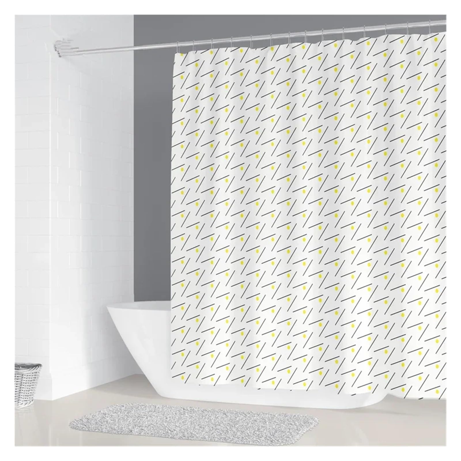 Cortina de ducha impermeable de 200 x 180 cm, diseño geométrico simple, poliéster, decoración del hogar, con 12 ganchos, cortinas de ducha para baño (color 8, 160 x 180 cm)