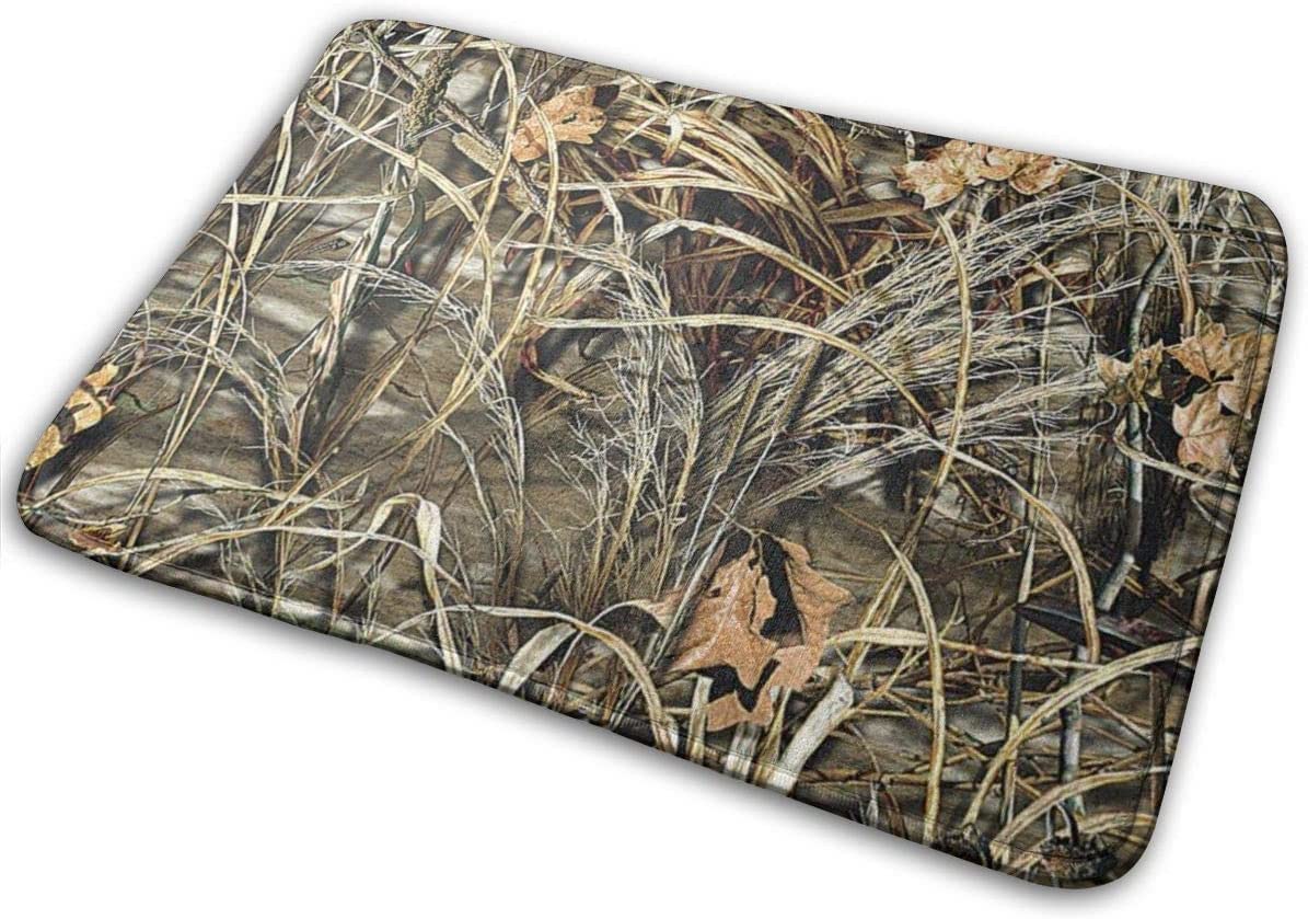 Bath Mat Camo Yellow & Green Mossy and Oak Camouflage Patterns, Country Farmhouse Fabric Memory Foam Bath Mats Non Slip Soft Absorbent Bath Rugs for