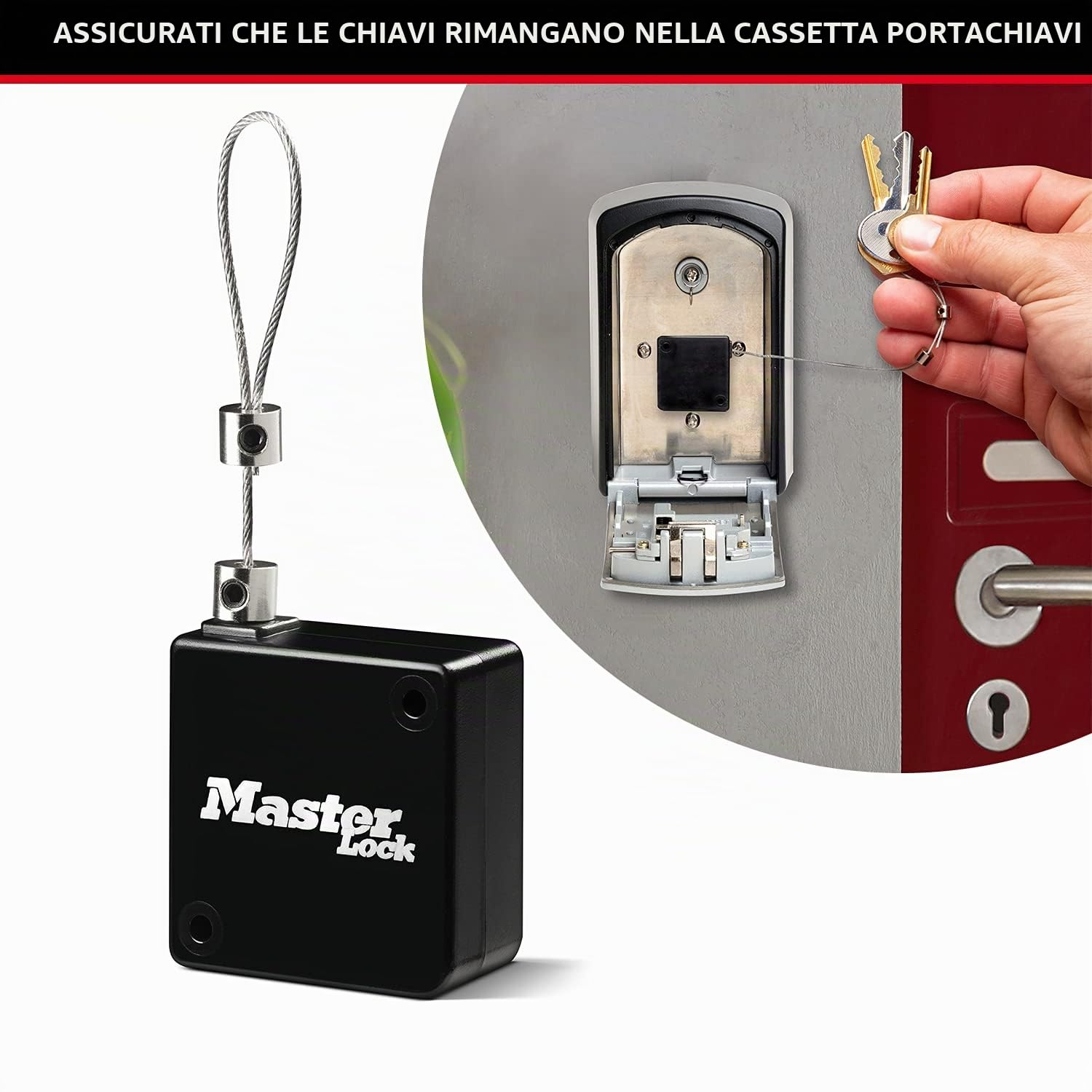 Master Lock 5490EURD Cavo Retrattile per Mini casseforti per Chiavi, da 91 cm, Nero, 0 cm x 0 cm x 0 cm