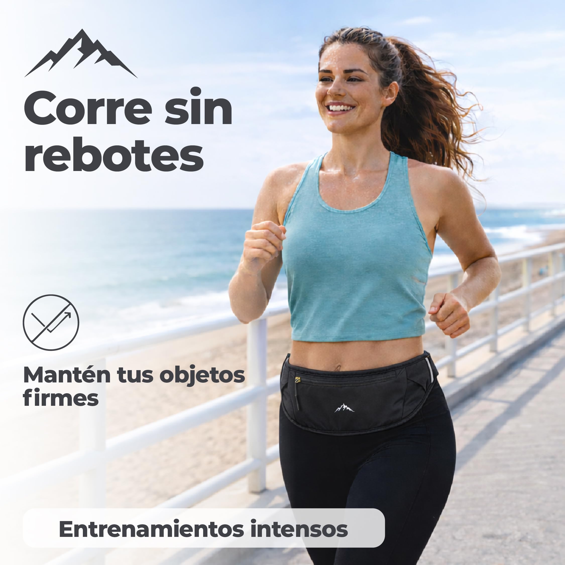 Nordrun Riñonera Running Ajustable e Impermeable para Mujer y Hombre | Cinturon Running Apto para Todos los Moviles | Porta Movil Running | Riñonera Deportiva | Running Belt (Negro) — view 2