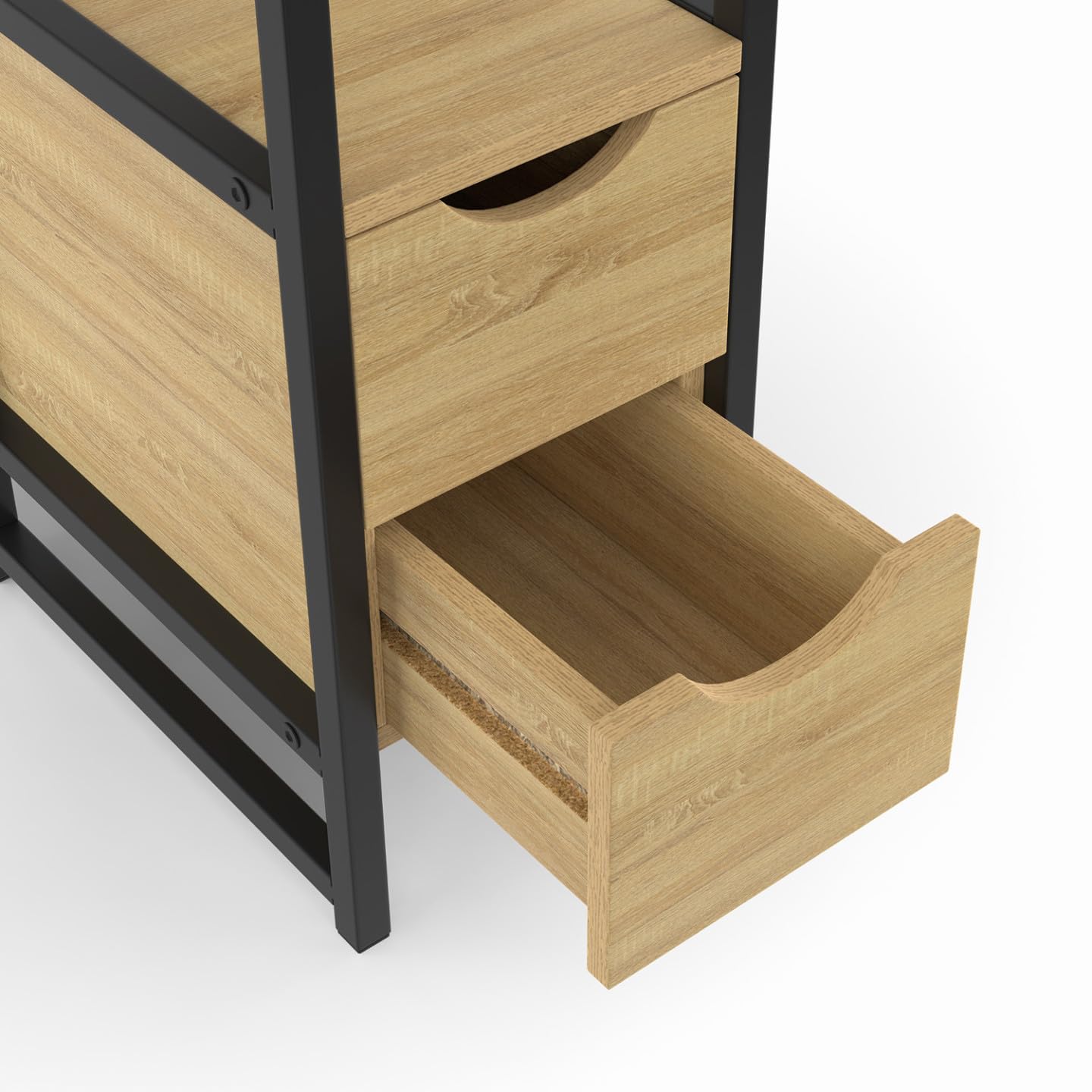 IDMarket - Lot de 2 Tables de Chevet Detroit 2 tiroirs et 1 Niche Bois et métal Noir Design Industriel