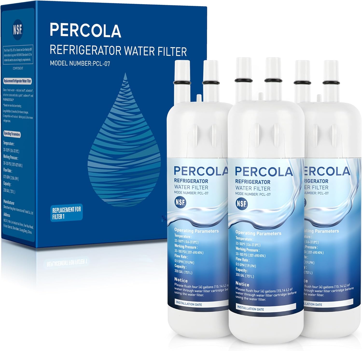 PERCOLA W10295370A Refrigerator Water Filter Compatible with Whirlpool