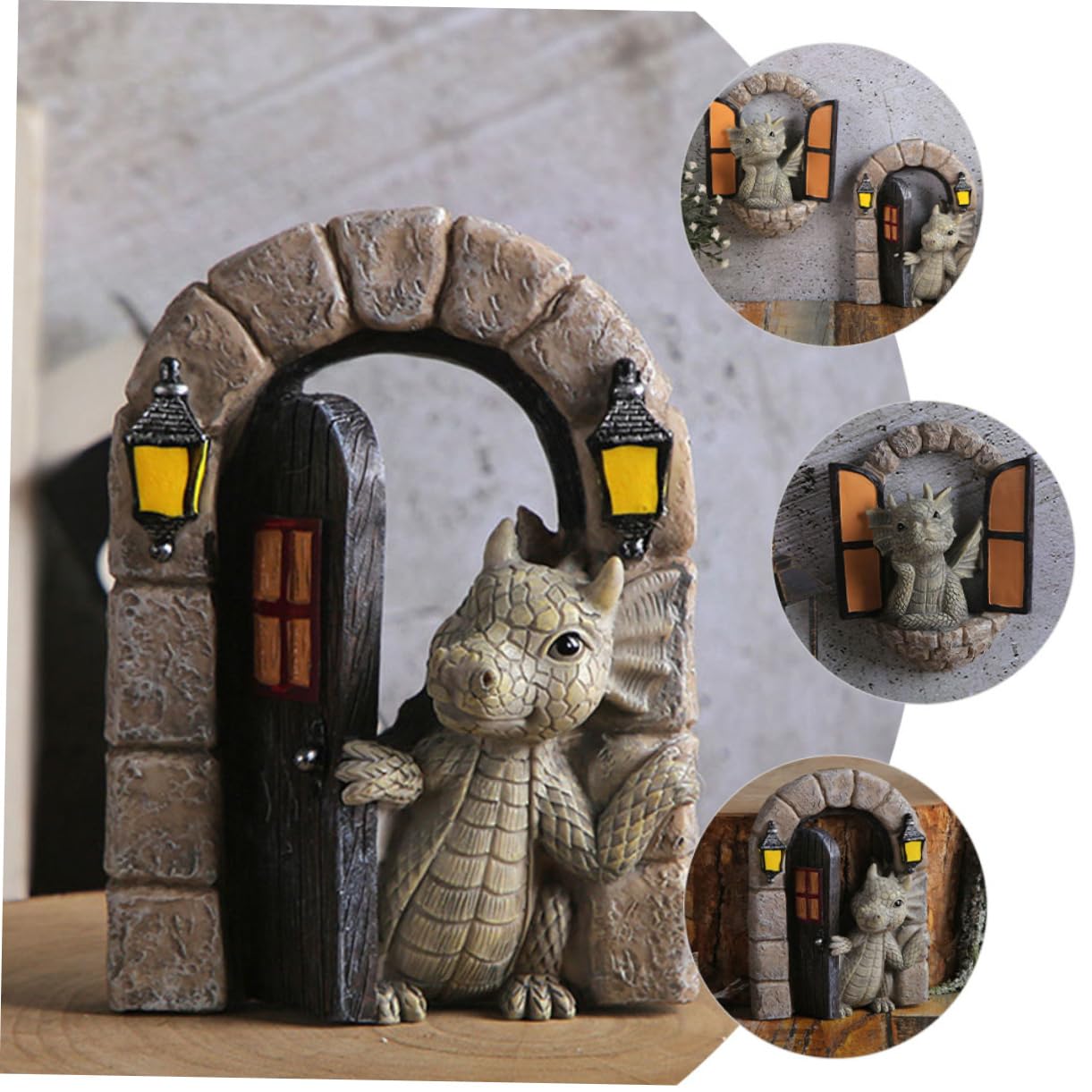 BESPORTBLE 2 Pezzi Statua di Drago in Resina per Esterno, Decorazioni da Giardino Aspetto Realistico e Design Vivace per Ornamenti da Giardino e Uso Outdoor